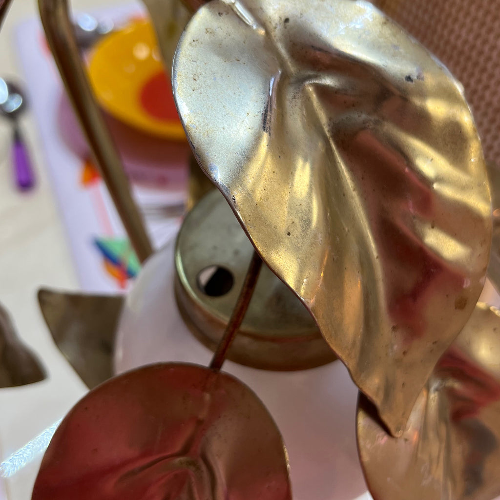 Lampe feuilles dorée 70s