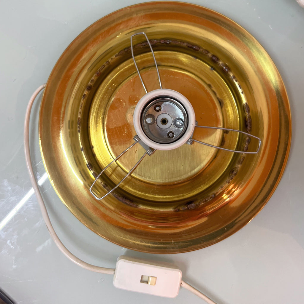 Lampe champignon en verre soufflé & socle en laiton, 70’s