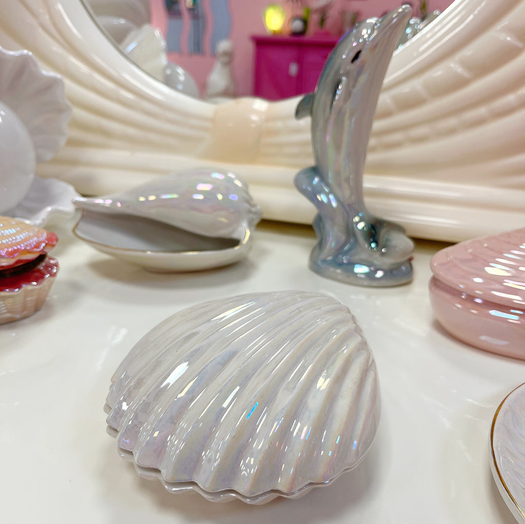 Boîte coquillage vintage iridescente