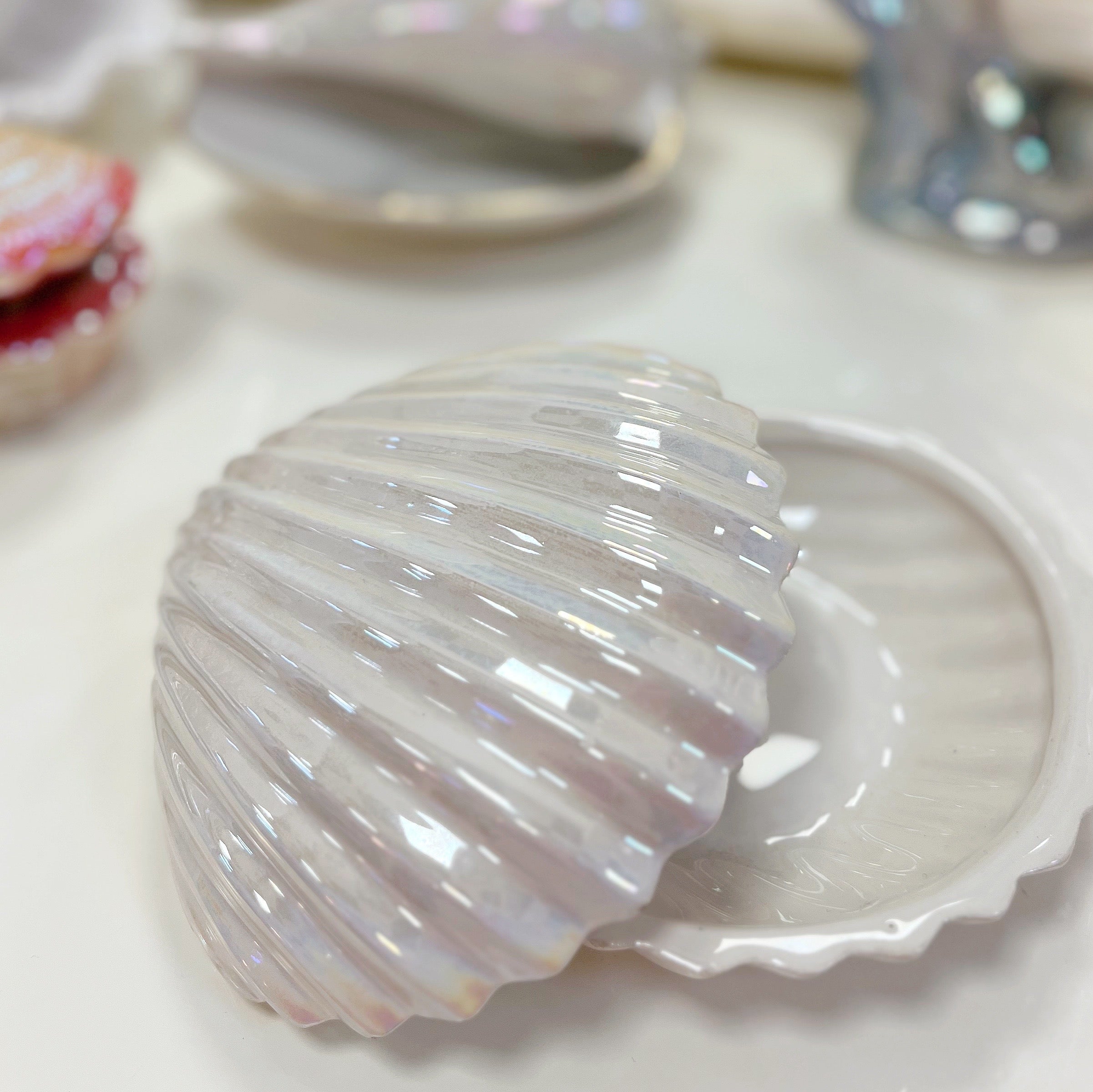 Boîte coquillage vintage iridescente