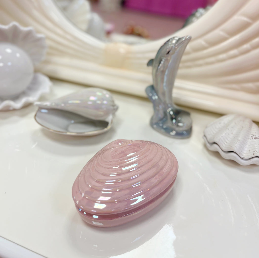 Coffret coquillage rose iridescente grand format