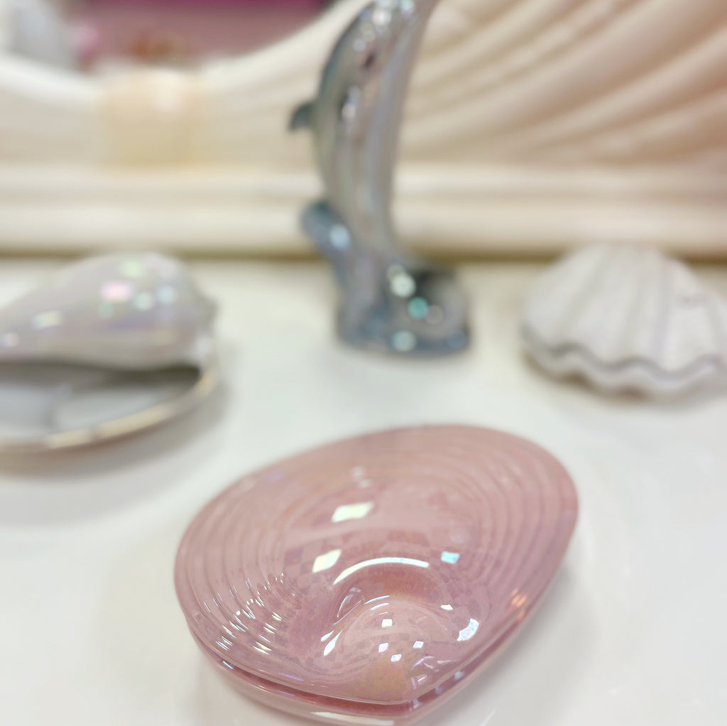 Coffret coquillage rose iridescente grand format