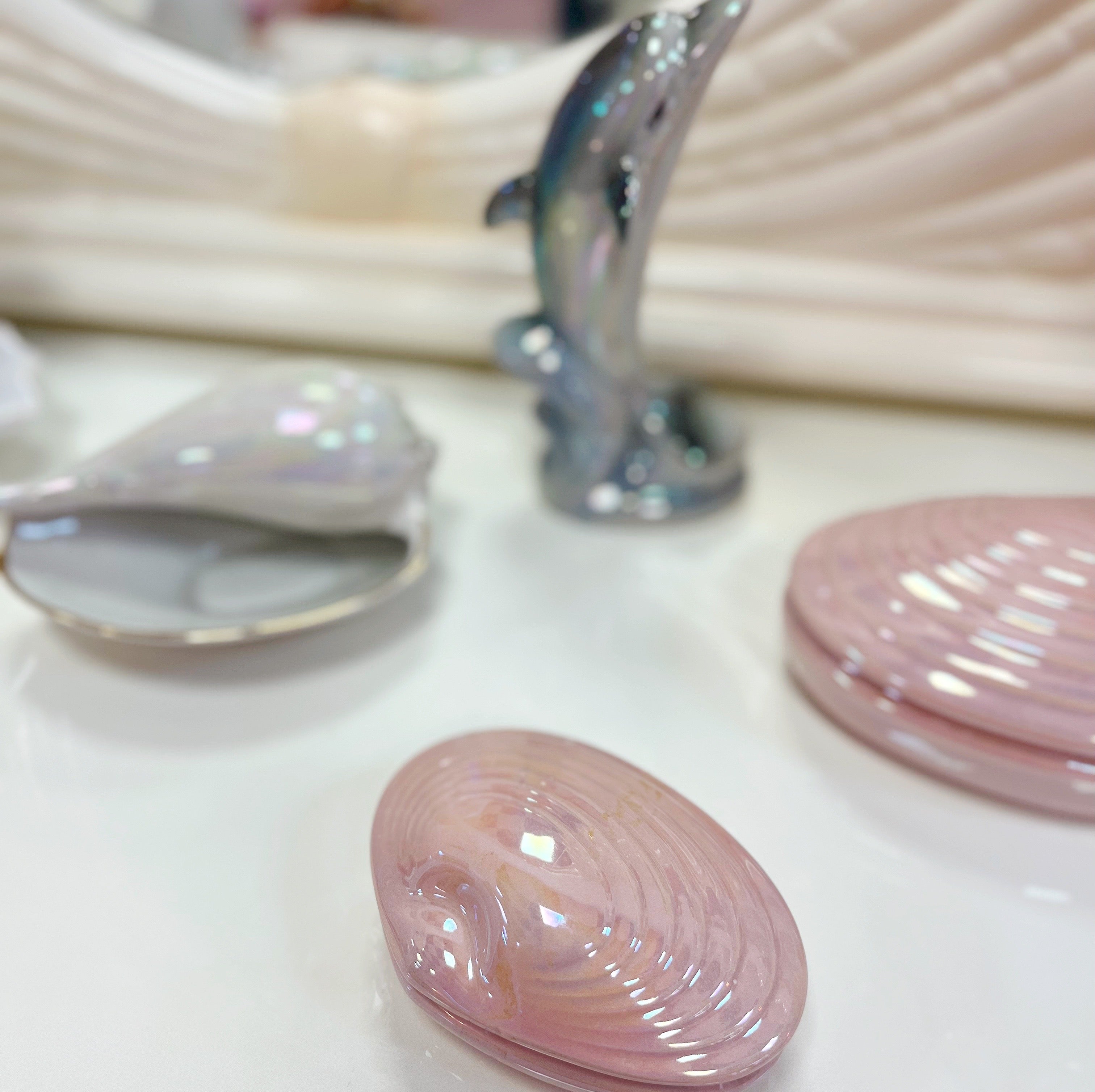 Coffret coquillage rose iridescente petit modèle
