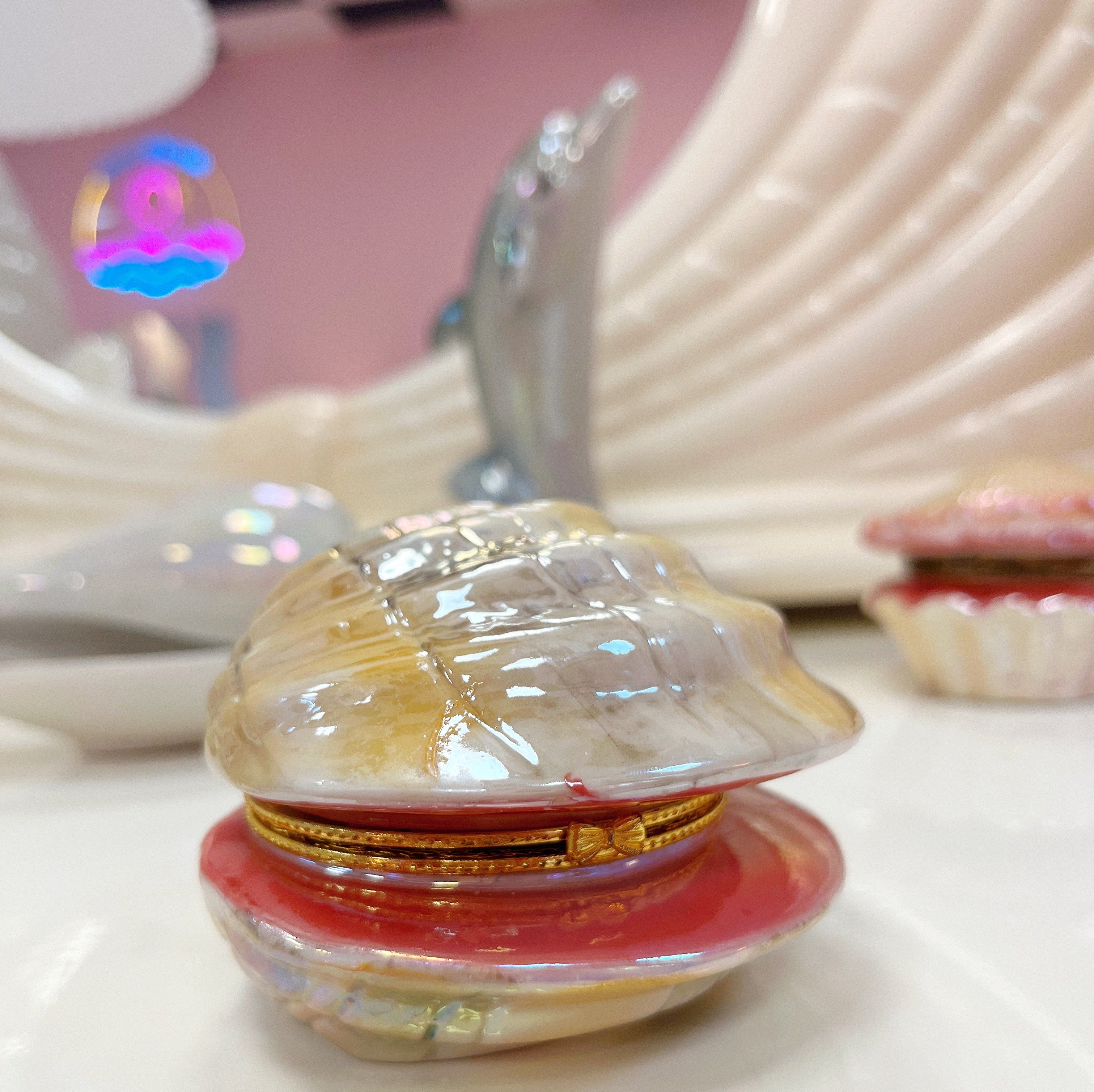 Coffret à bijoux coquillage irisé