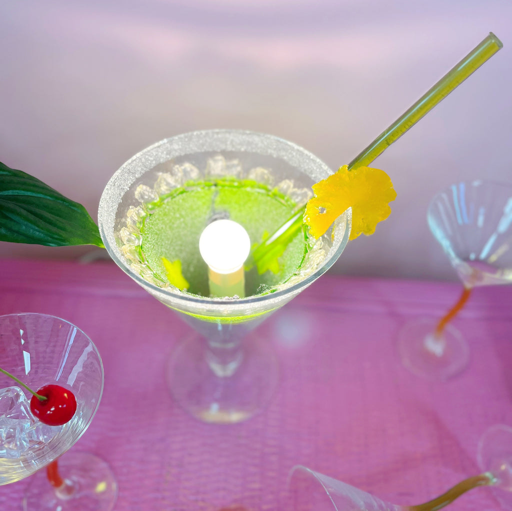 Lampe verre-cocktail 90s neuve