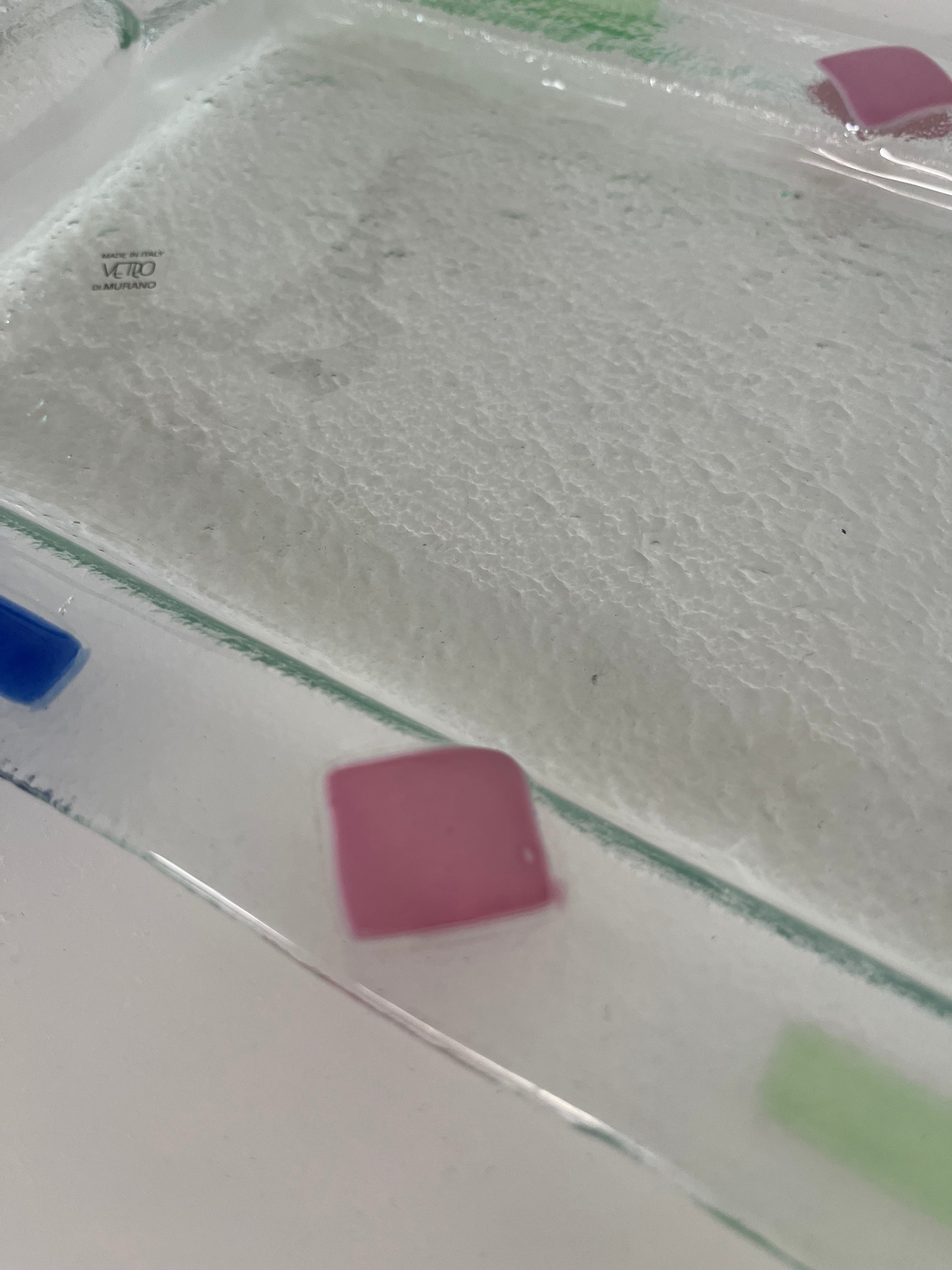 Plateau vintage italien en verre de Murano par Albatros, années 70