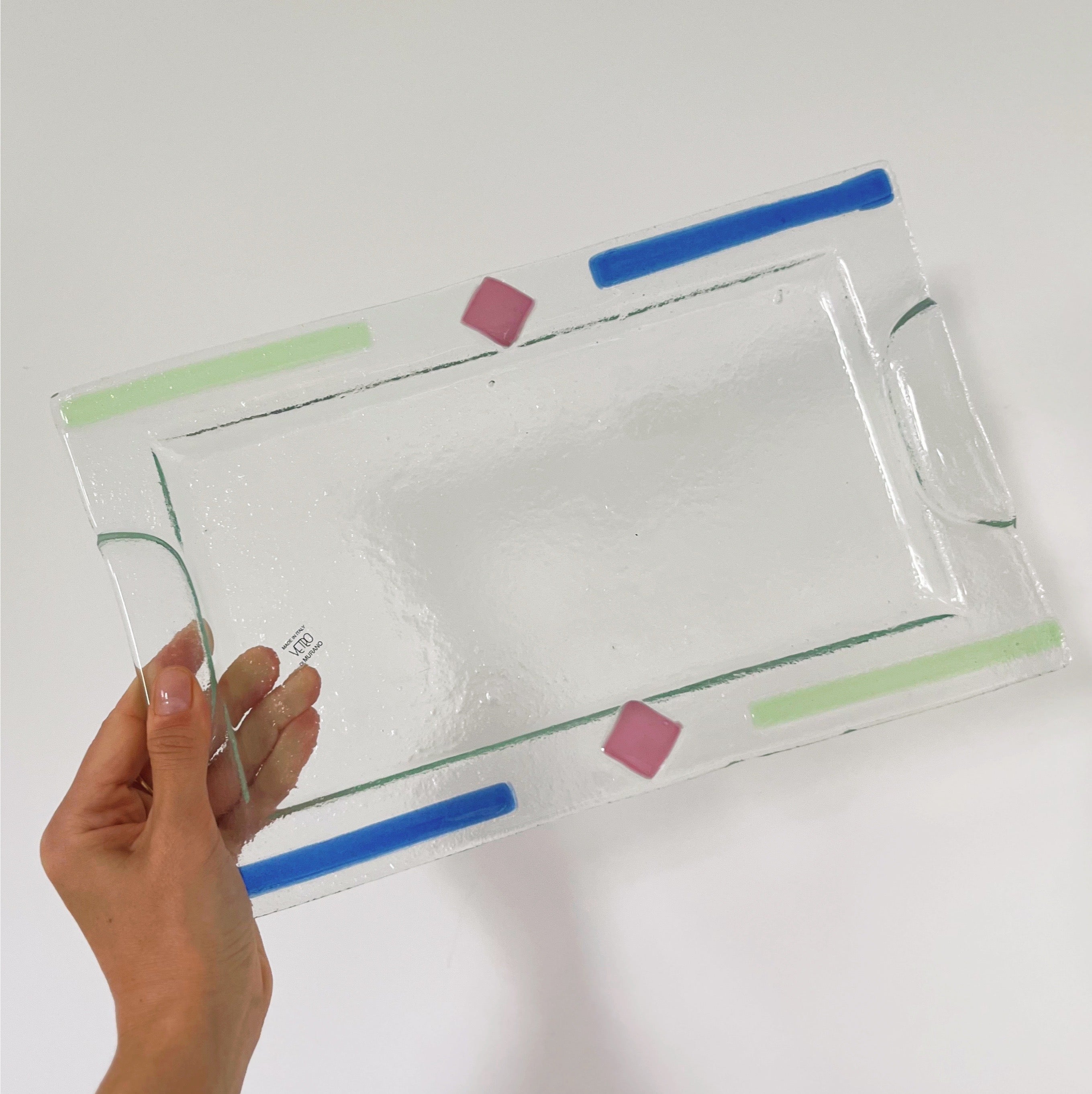 Plateau vintage italien en verre de Murano par Albatros, années 70