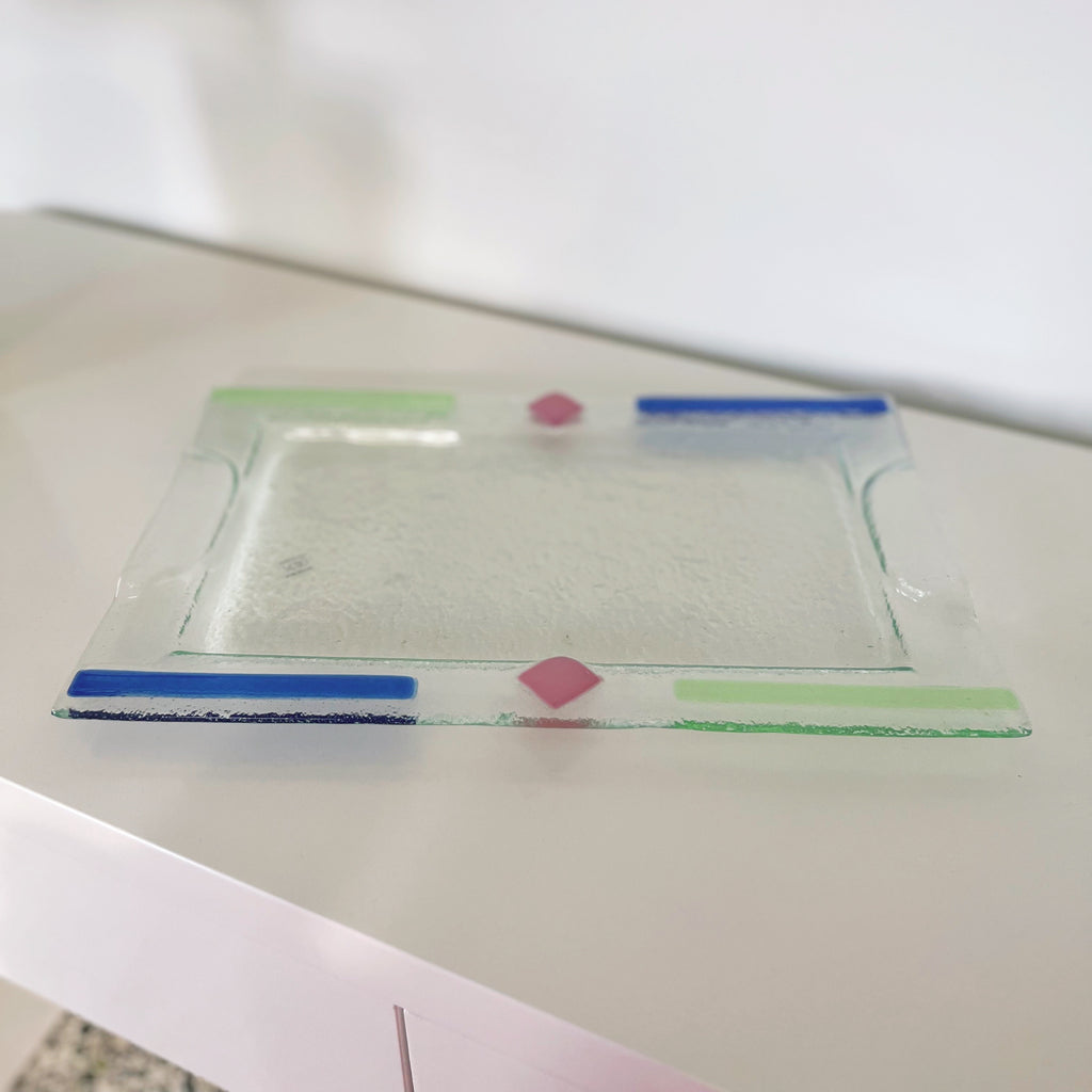 Plateau vintage italien en verre de Murano par Albatros, années 70