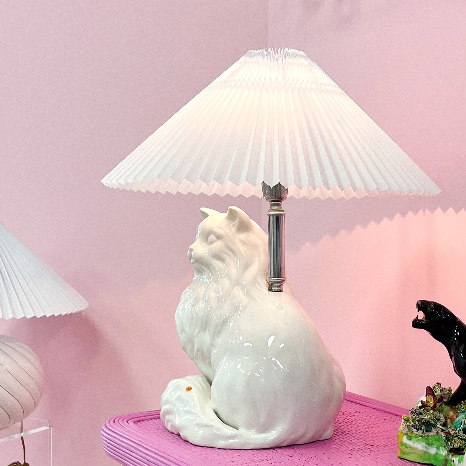 Lampe chat vintage Italy 70s