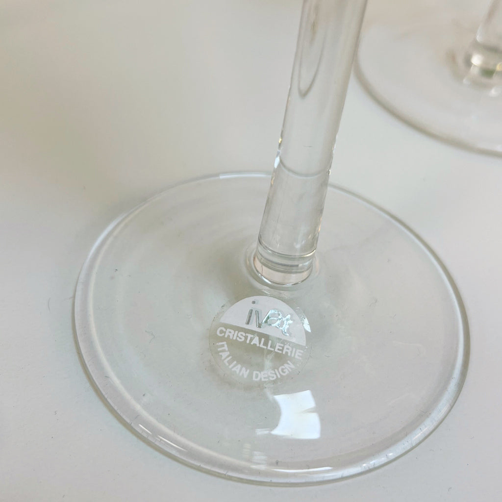 Flûtes en verre soufflé, set de 4, Italie, années 80