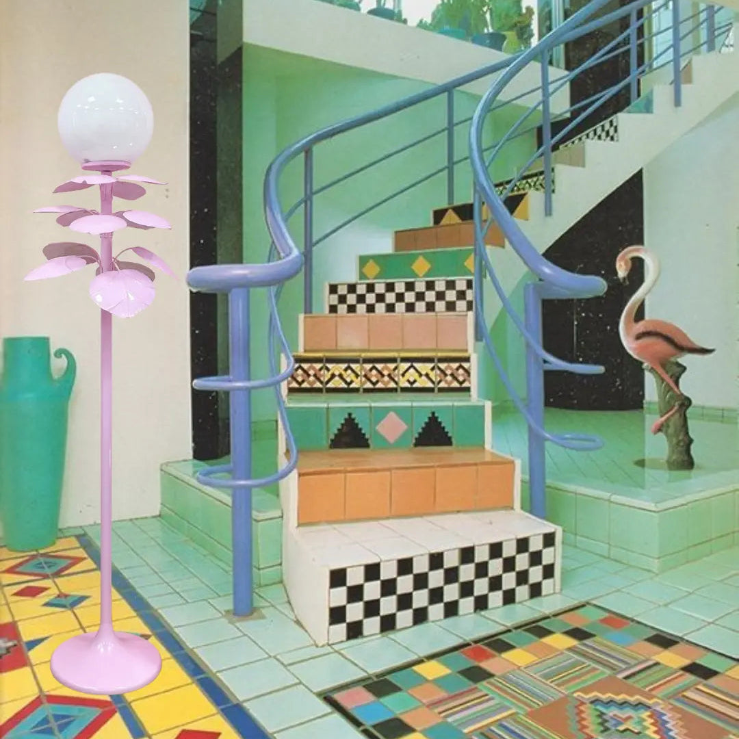 Lampadaire palmier Terzani rose pastel