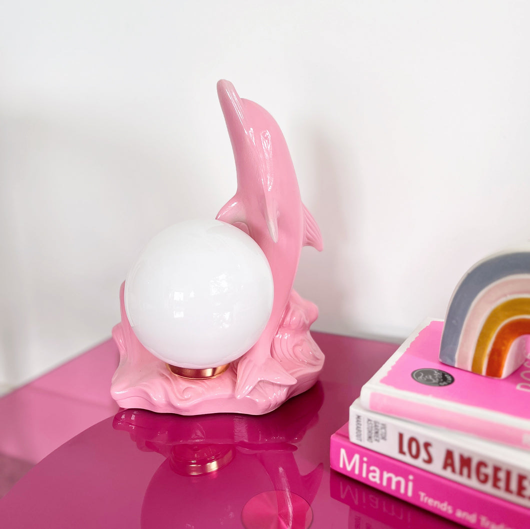 Vintage pink dolphin lamp