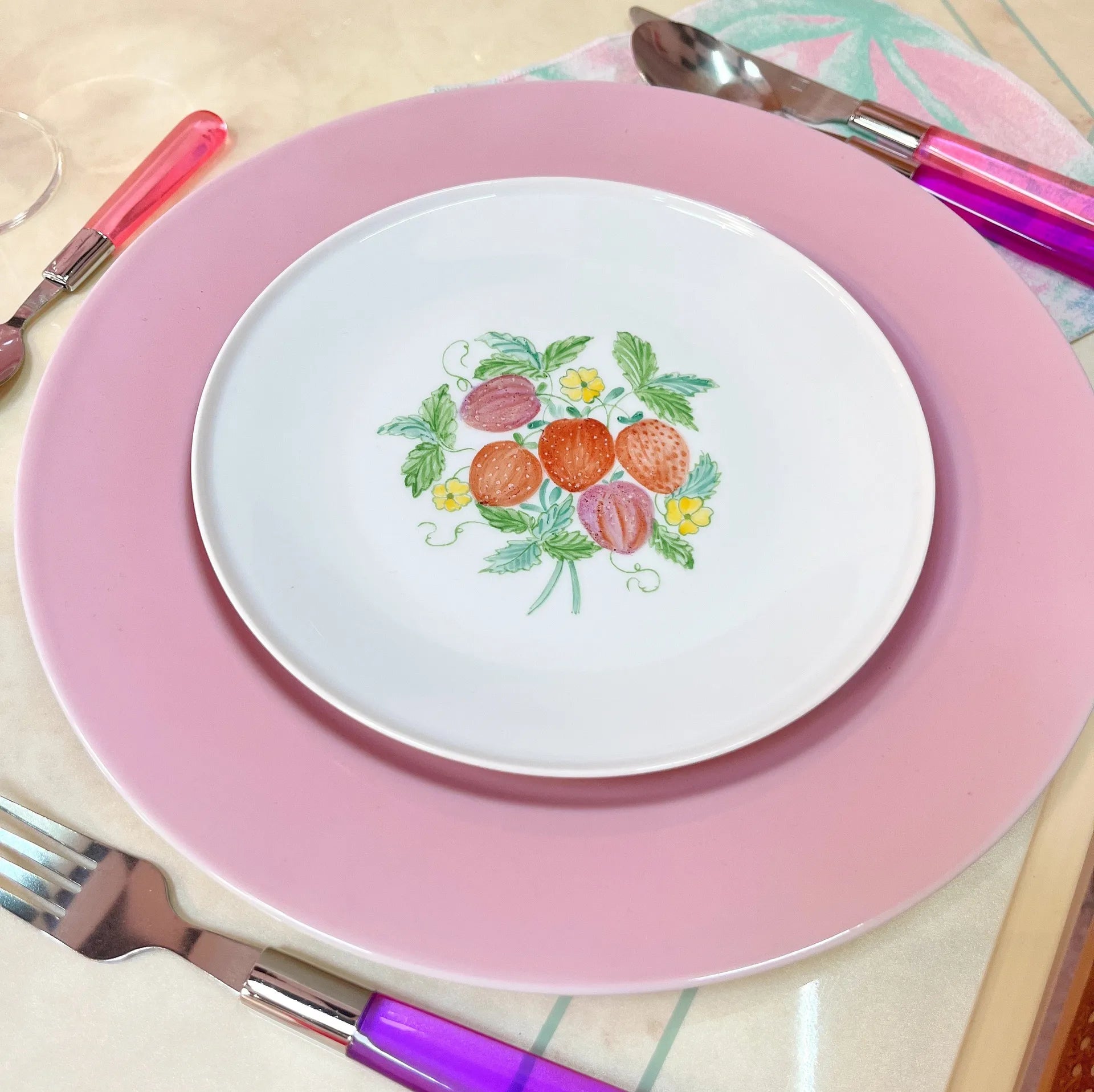 Assiettes à dessert en porcelaine décor de fruits - Club Barbara