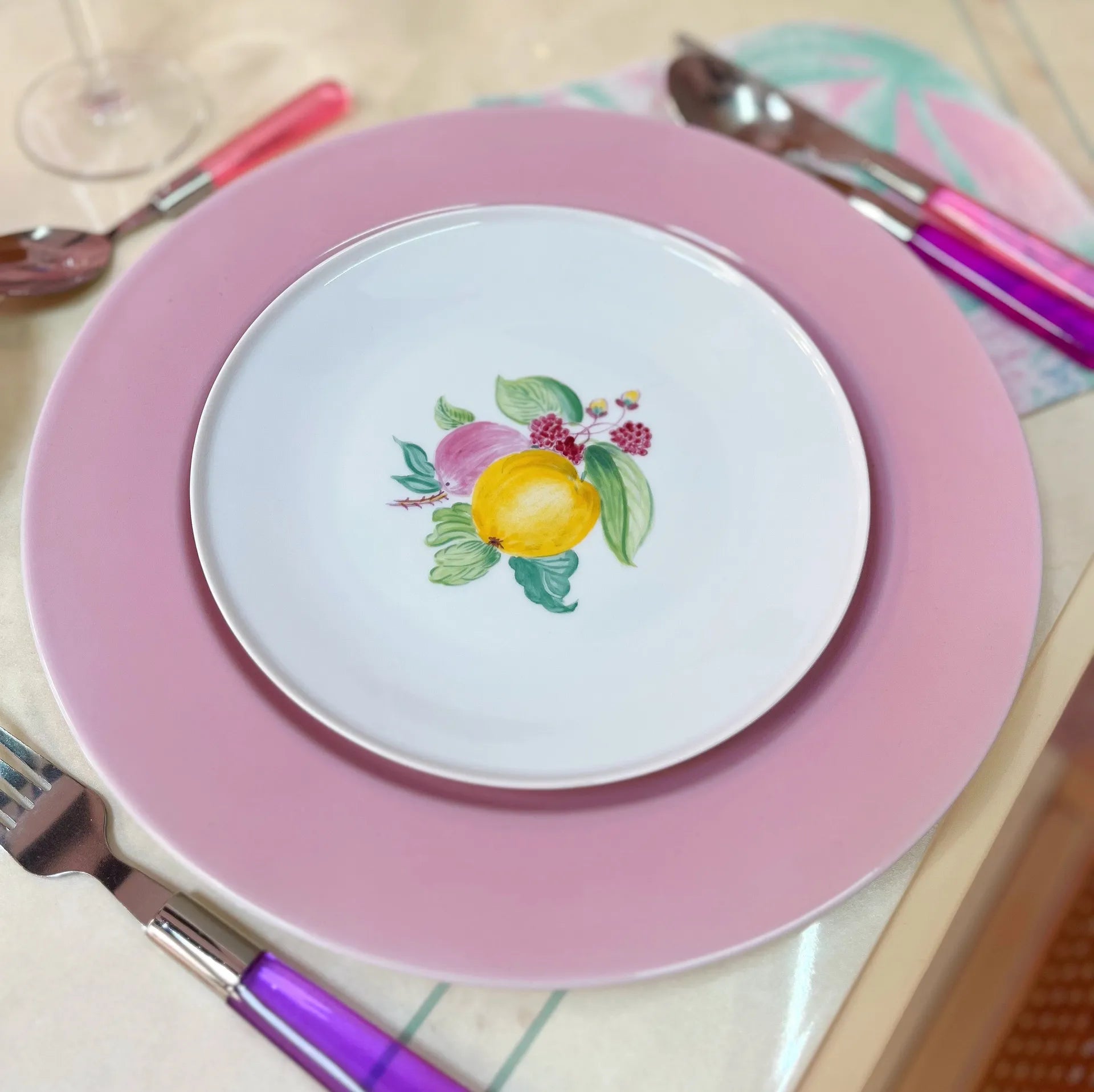 Assiettes à dessert en porcelaine décor de fruits - Club Barbara
