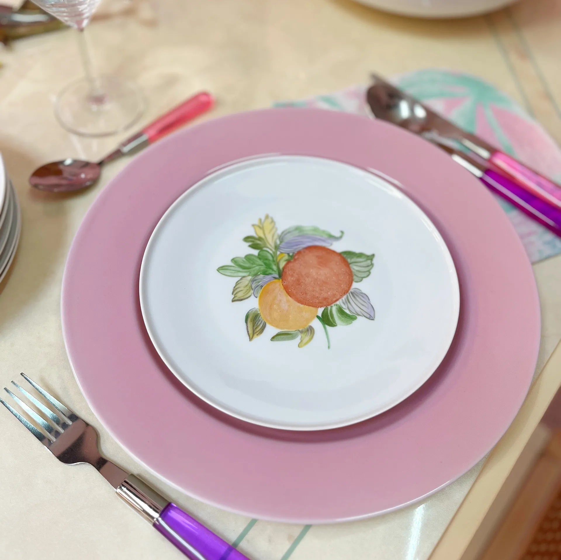 Assiettes à dessert en porcelaine décor de fruits - Club Barbara