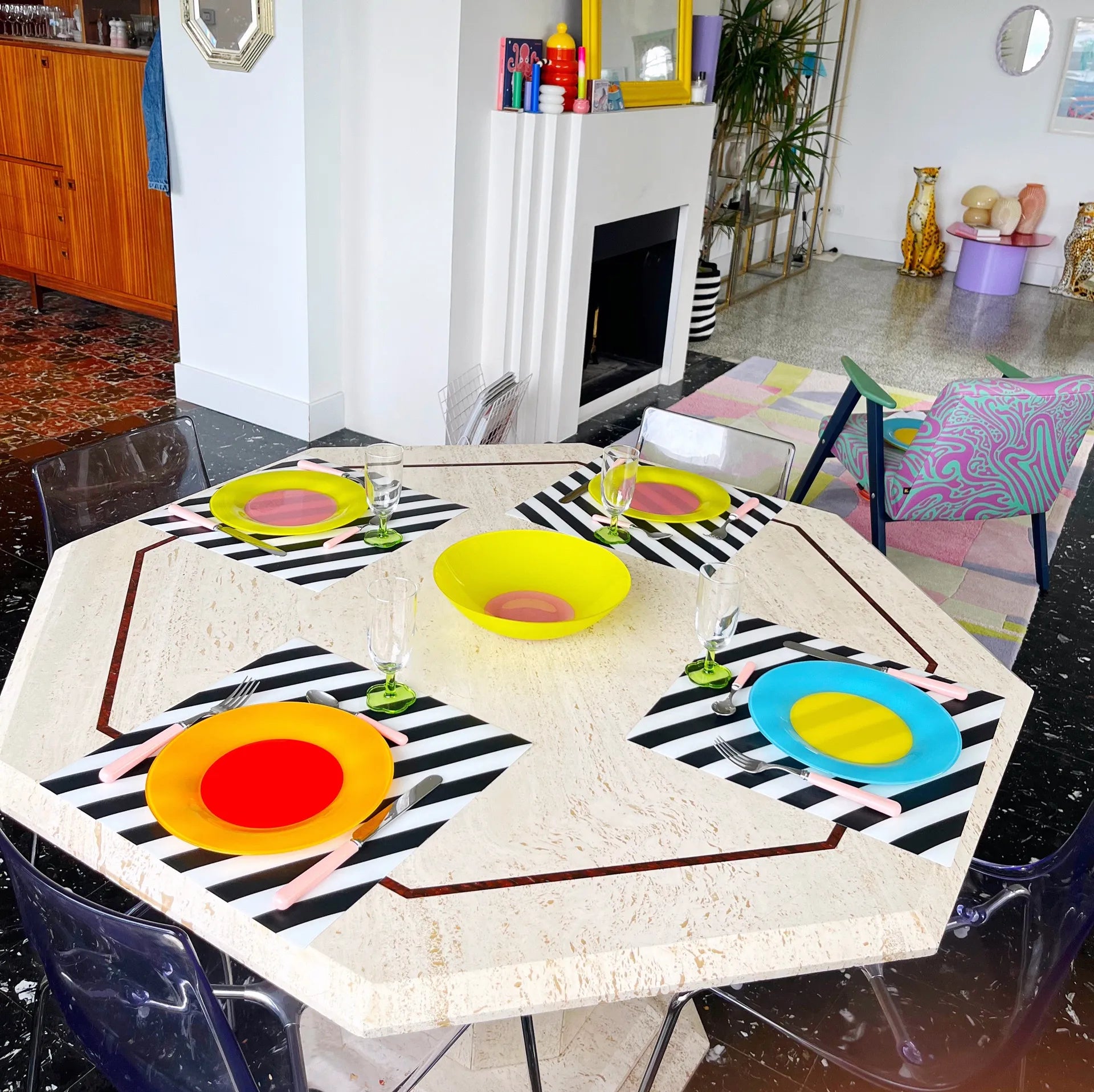 Assiettes multicolores vintage ARC - Club Barbara