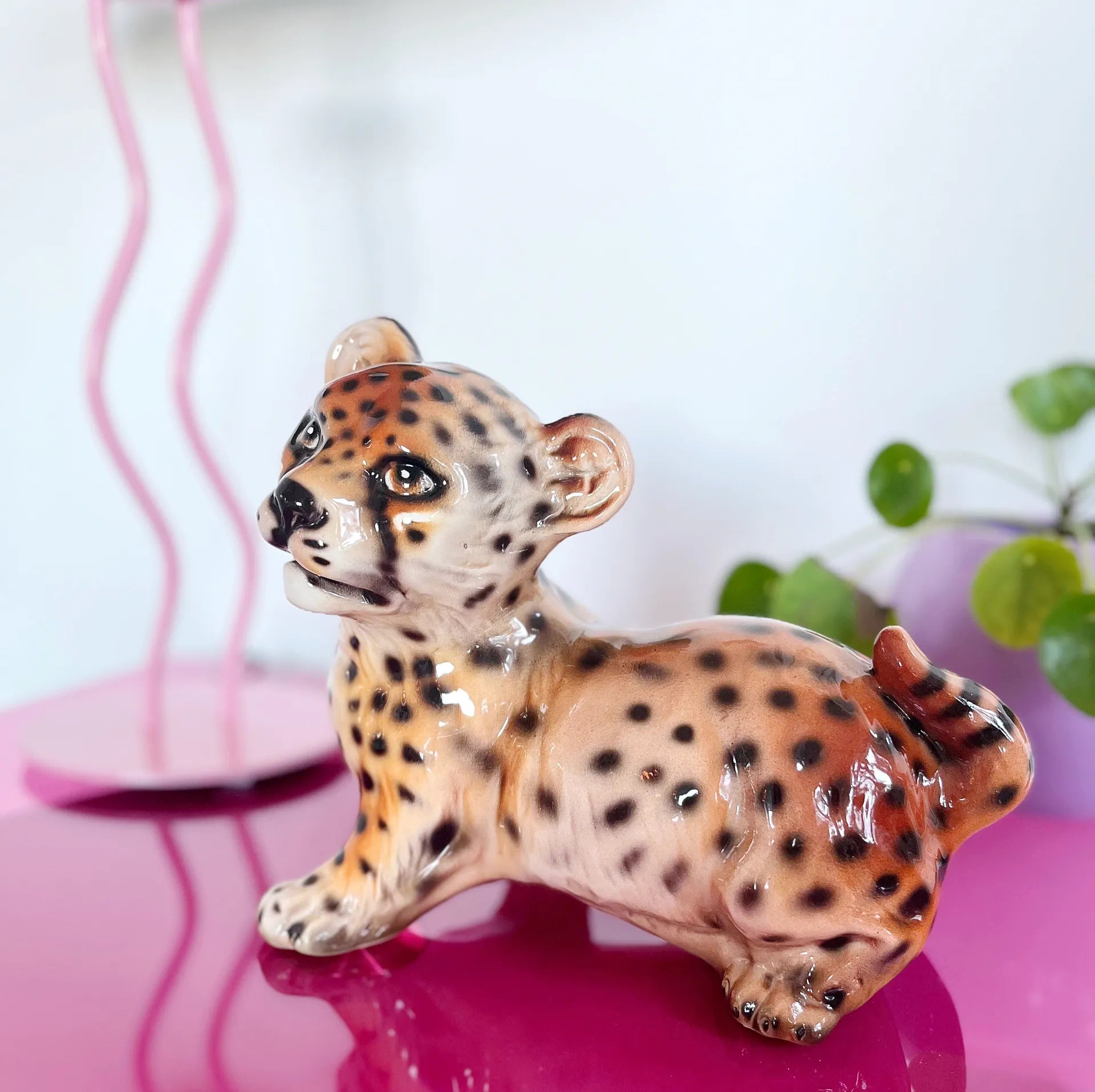 Bébé statue leopard céramique italienne 80s - Club Barbara