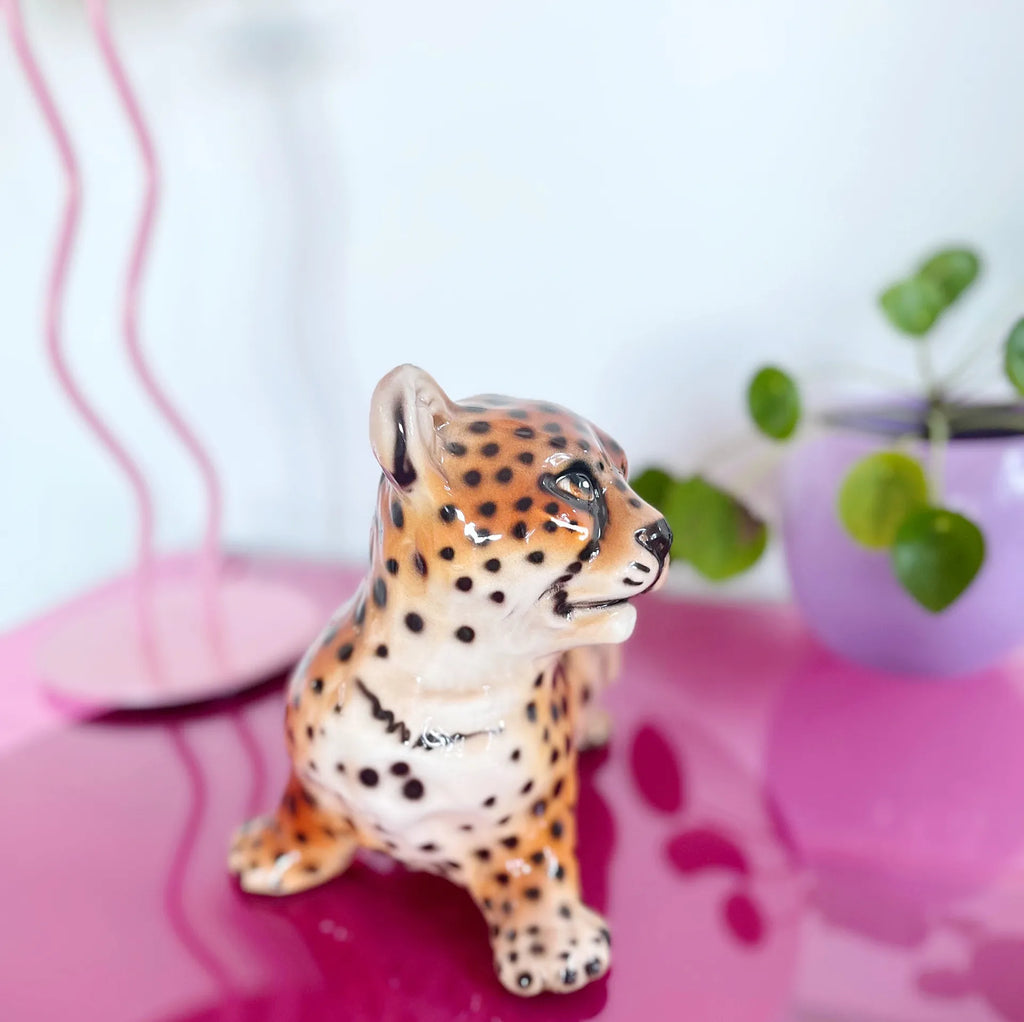 Bébé statue leopard céramique italienne 80s - Club Barbara