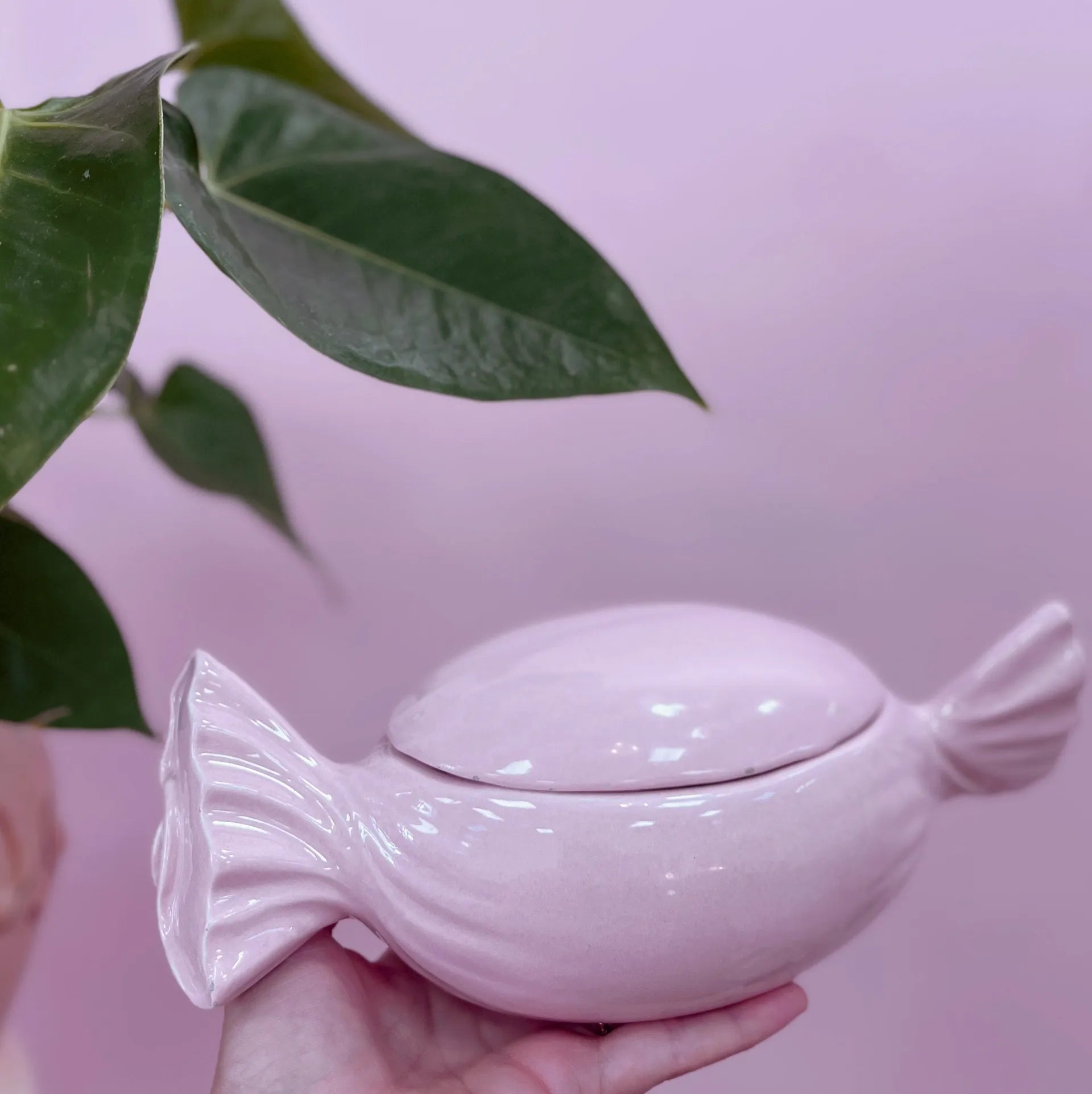 Boîte à Bijoux en Céramique, Bonbon Rose, Années 70 - Club Barbara