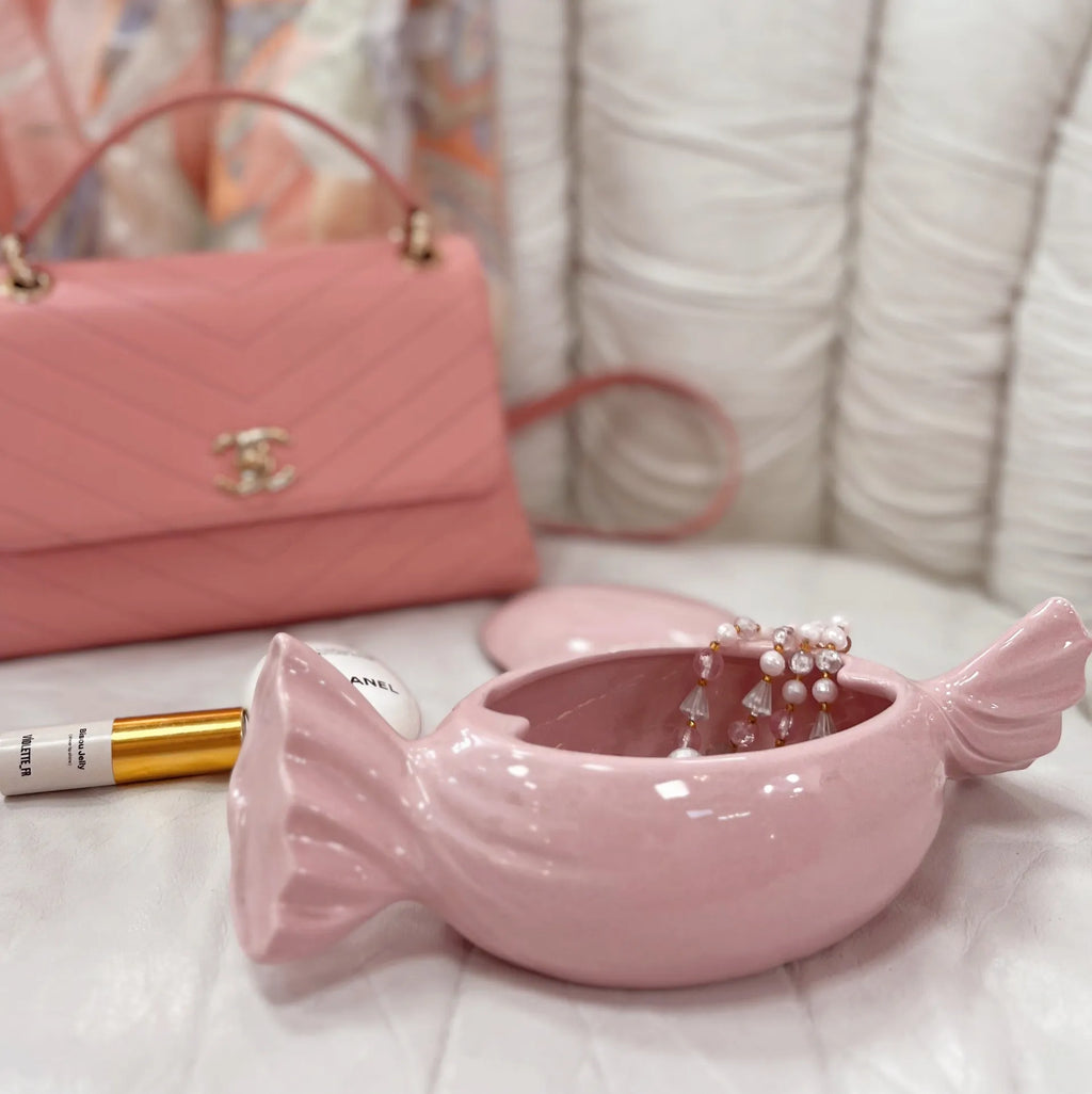 Boîte à Bijoux en Céramique, Bonbon Rose, Années 70 - Club Barbara