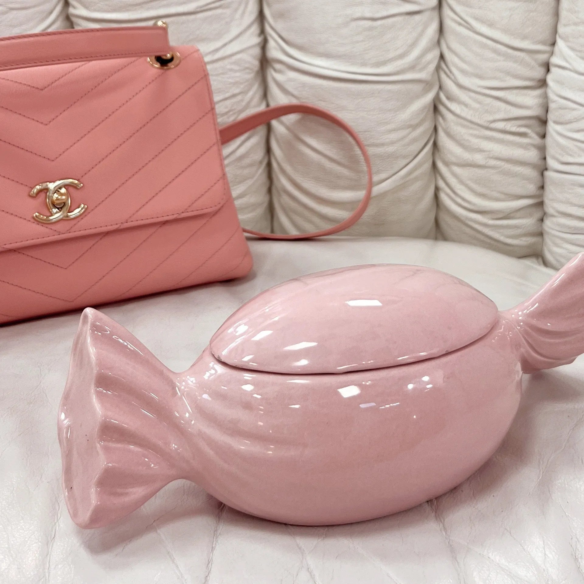 Boîte à Bijoux en Céramique, Bonbon Rose, Années 70 - Club Barbara