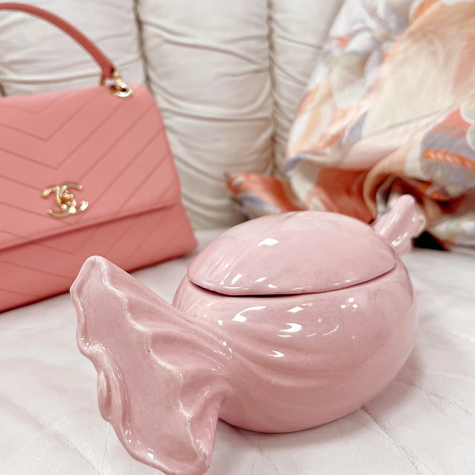 Boîte à Bijoux en Céramique, Bonbon Rose, Années 70 - Club Barbara