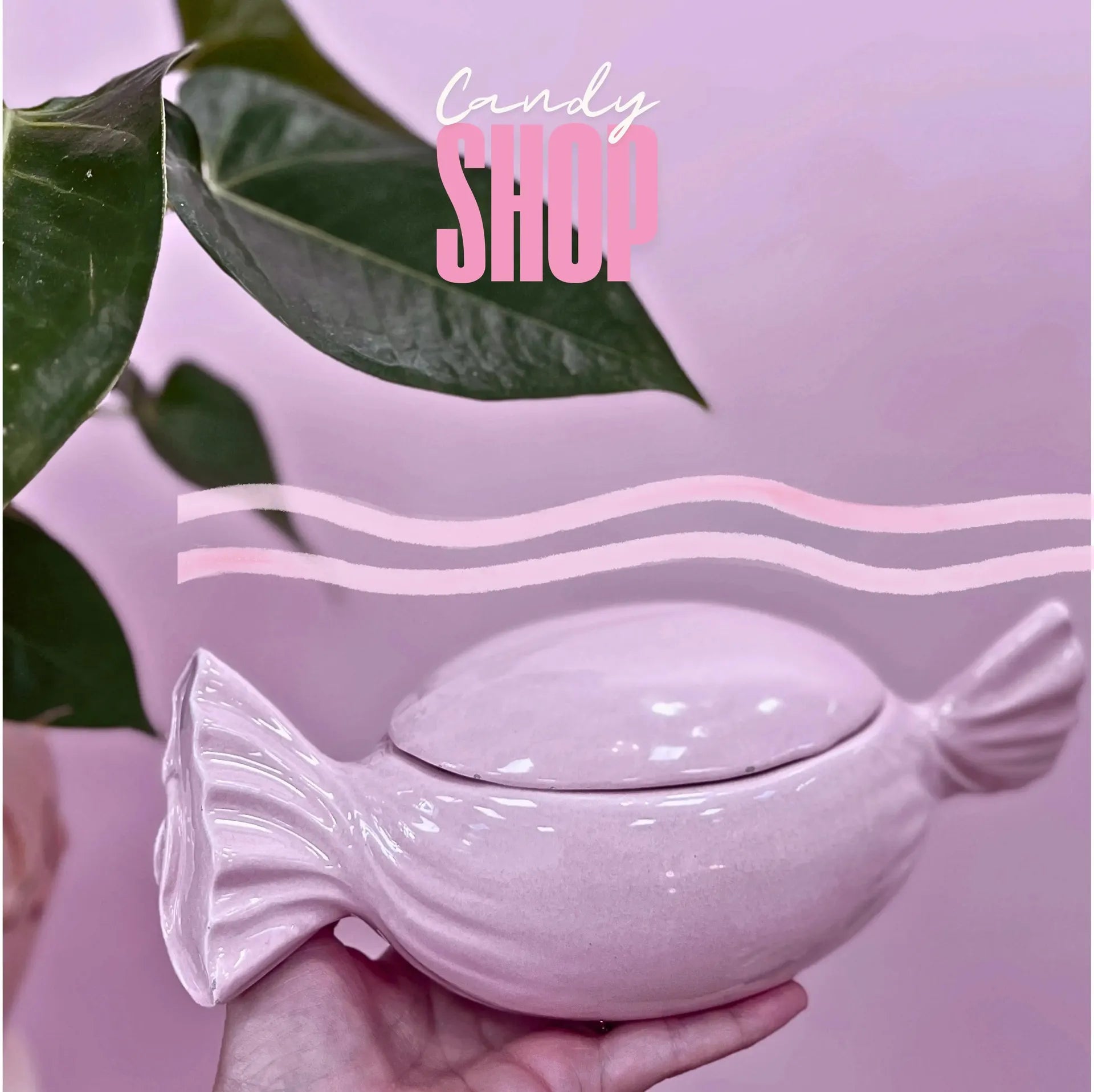 Boîte à Bijoux en Céramique, Bonbon Rose, Années 70 - Club Barbara