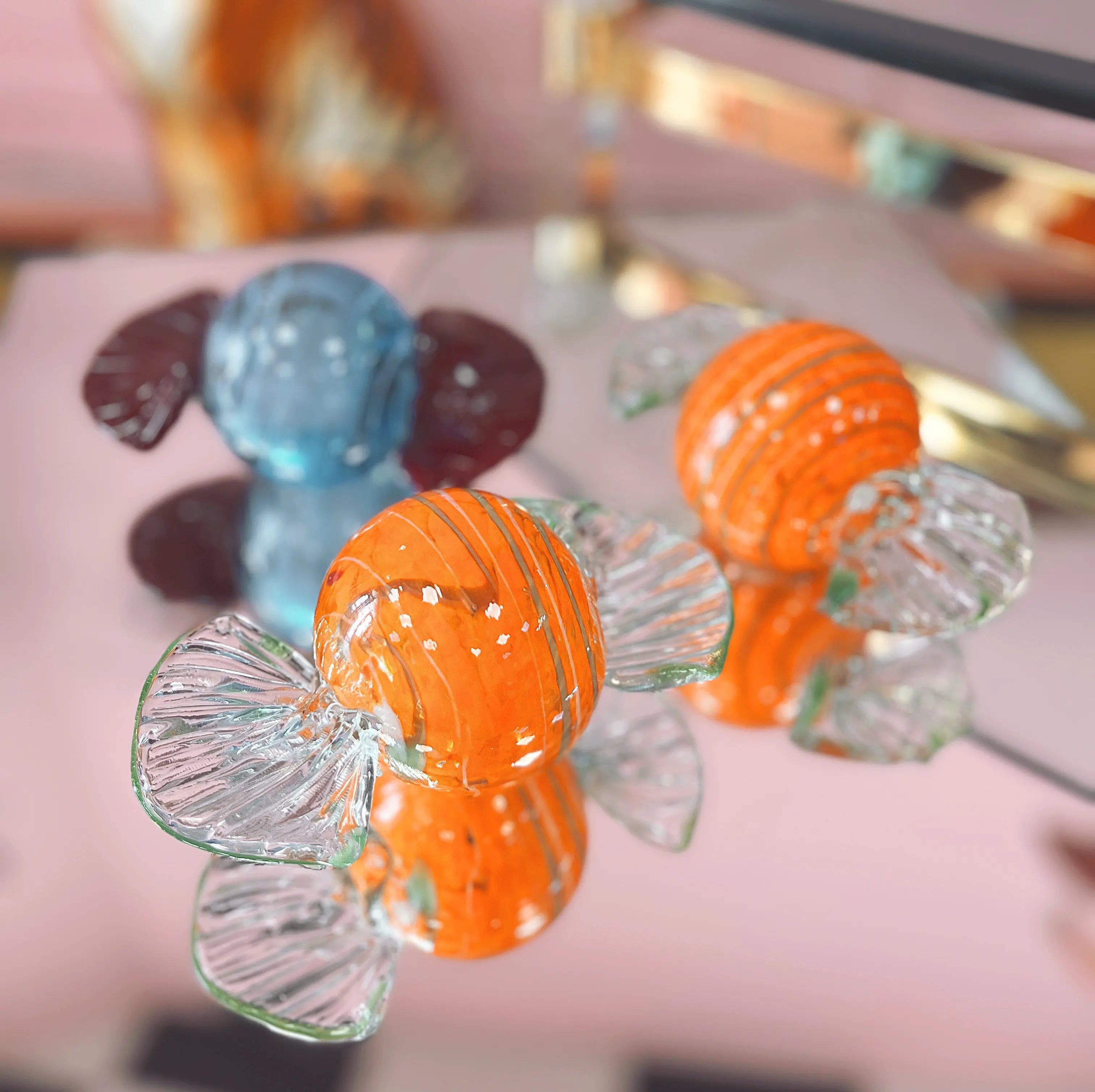 Bonbon décoratif vintage en verre de Murano orange, Club Barbara
