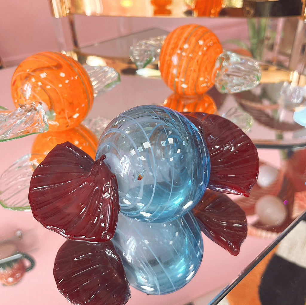 Bonbon géant vintage en verre soufflé de Murano orange et transparent, Club Barbara
