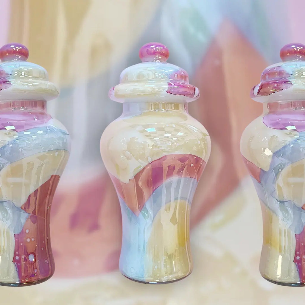 Bonbonnière en verre soufflé italien opalin pastel Club Barbara
