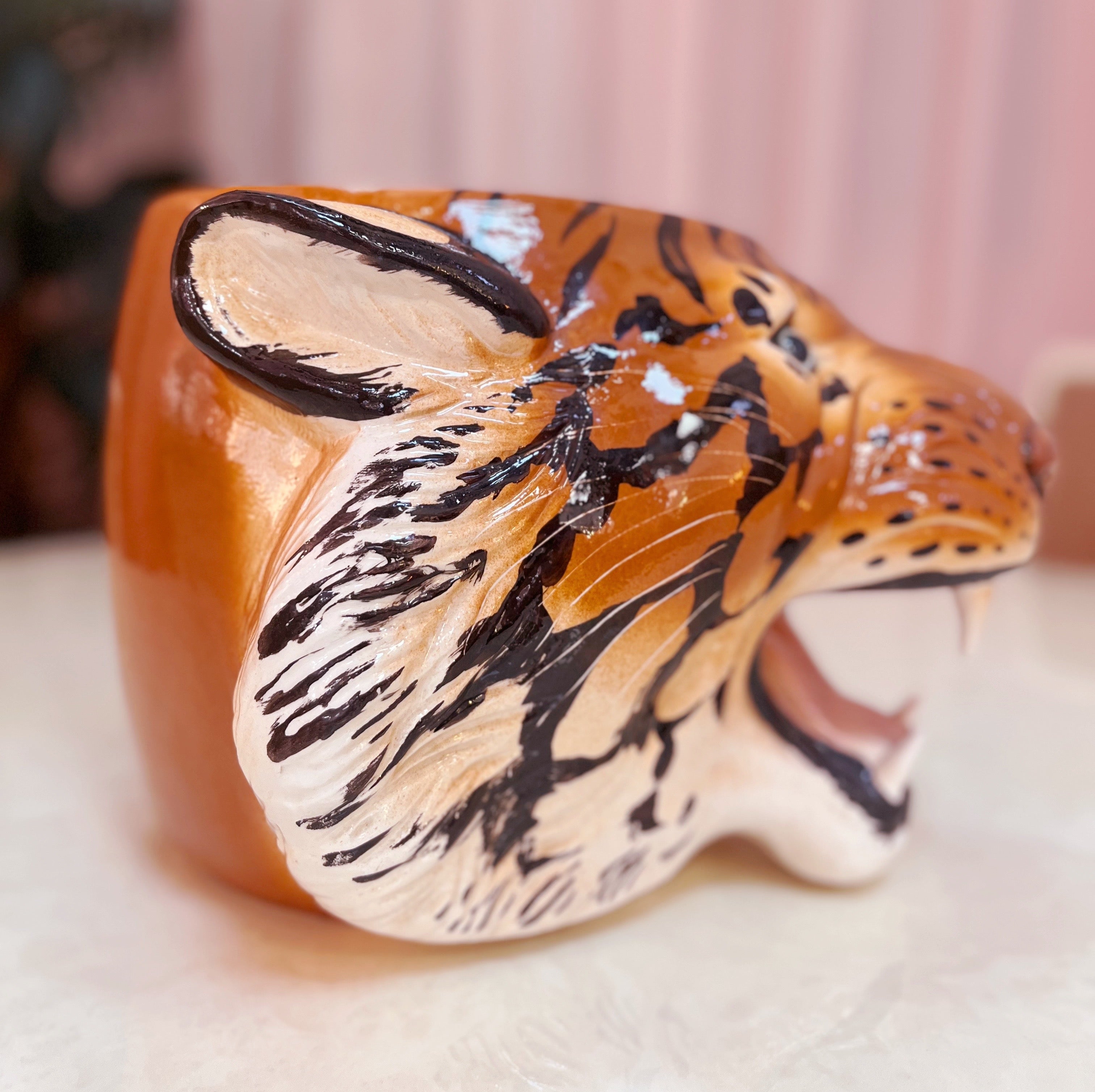 Cache-pot Tigre en Céramique Émaillée, Italie, années 80