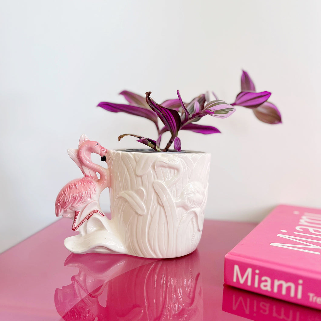 Vintage flamingo planter