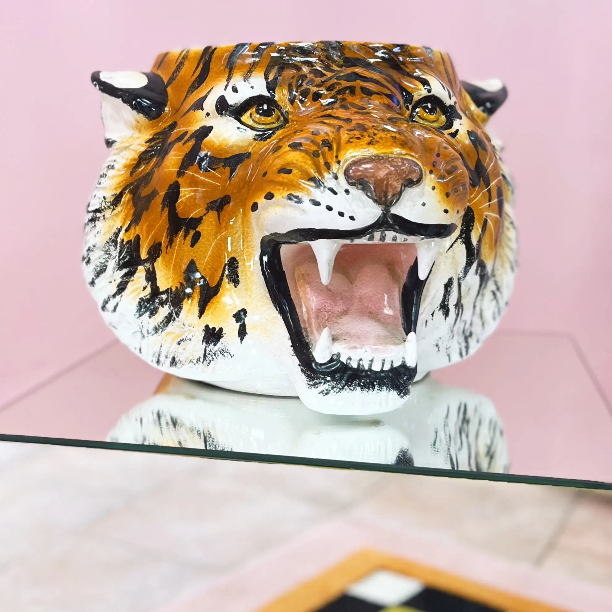 Cache-pot Tigre en Céramique Émaillée, Italie, années 80