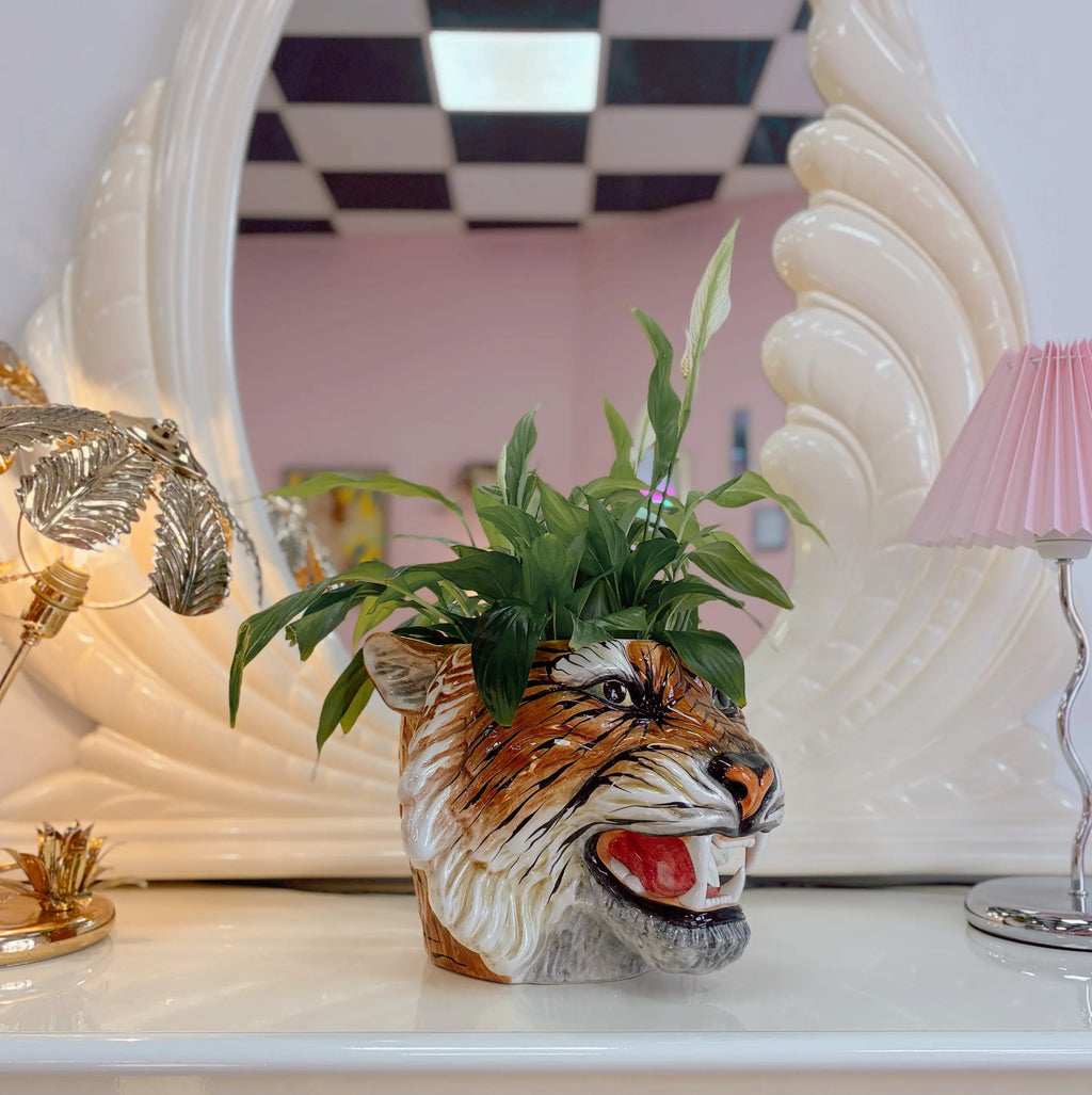 Cache-pot en céramique italienne motif tigre
