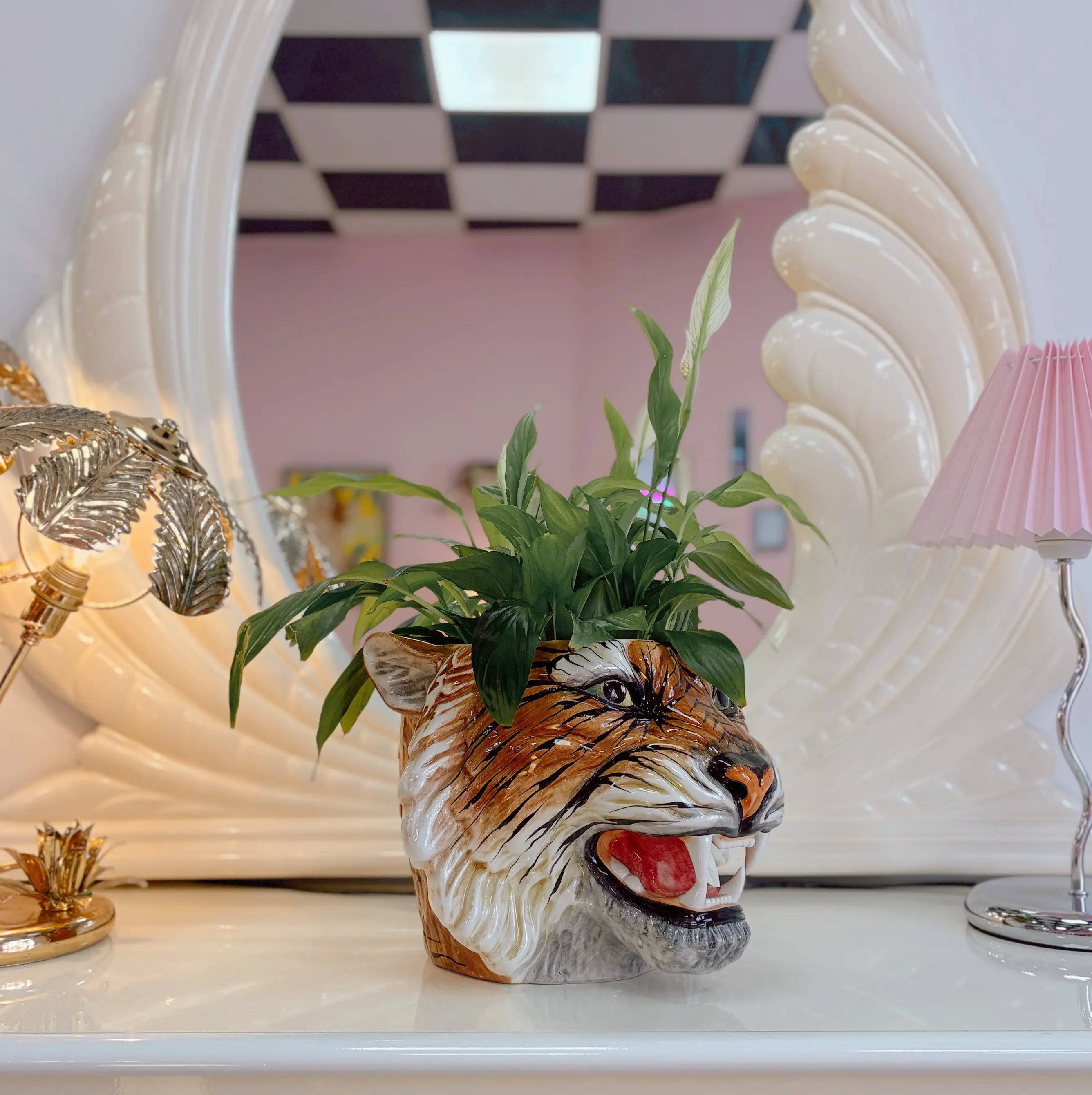 Cache-pot en céramique italienne motif tigre
