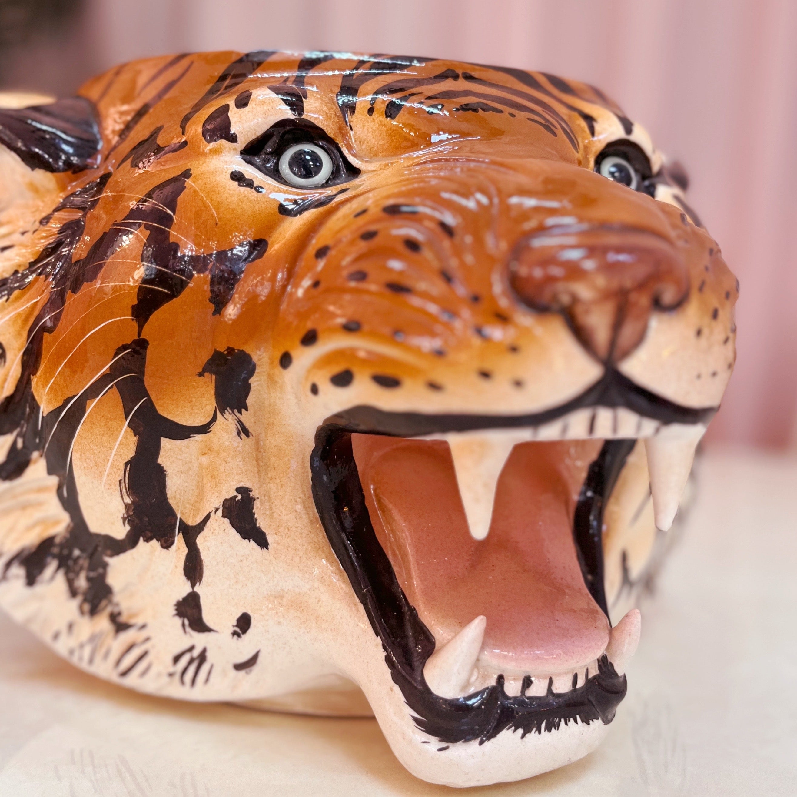 Cache-pot Tigre en Céramique Émaillée, Italie, années 80