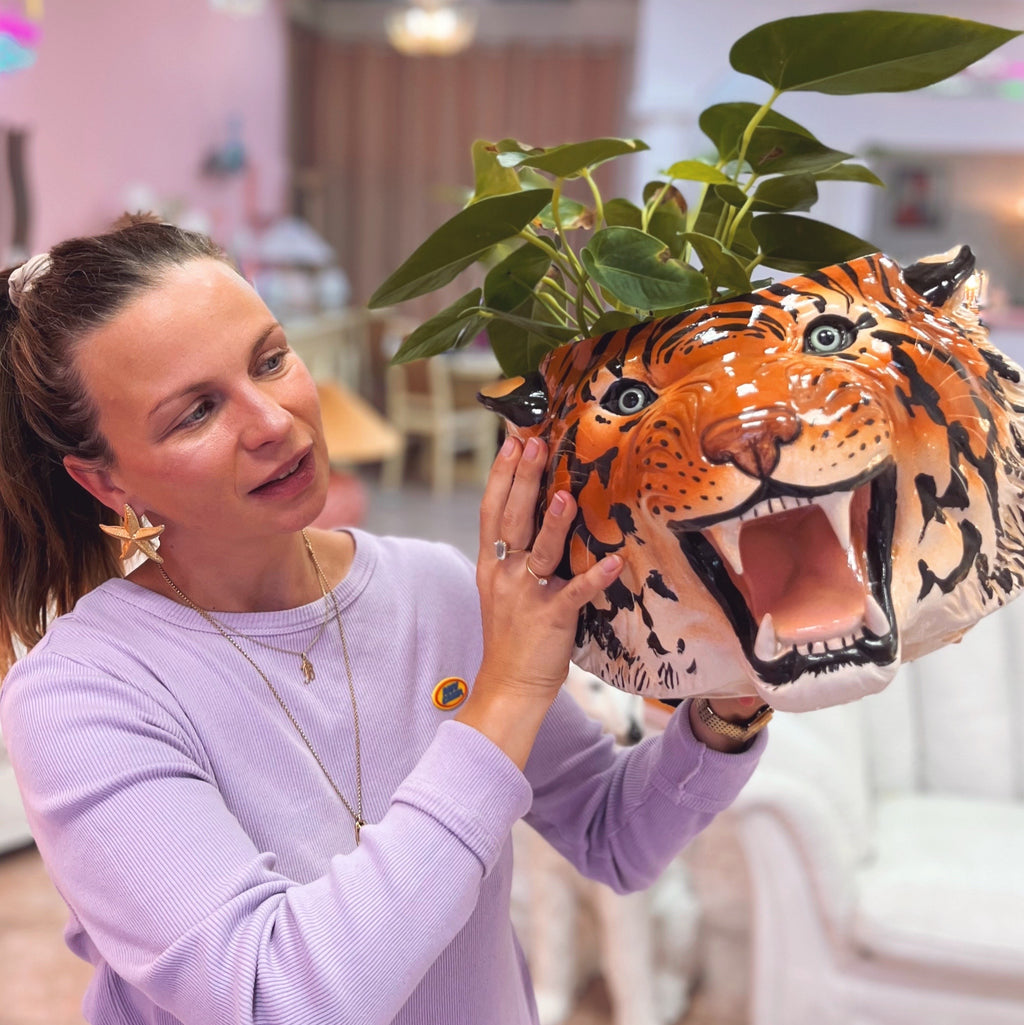 Cache-pot Tigre en Céramique Émaillée, Italie, années 80