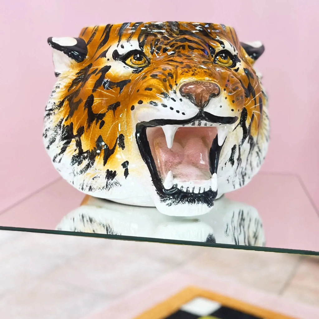 Cache-pot Tigre en Céramique Émaillée, Italie, années 80 - Club Barbara