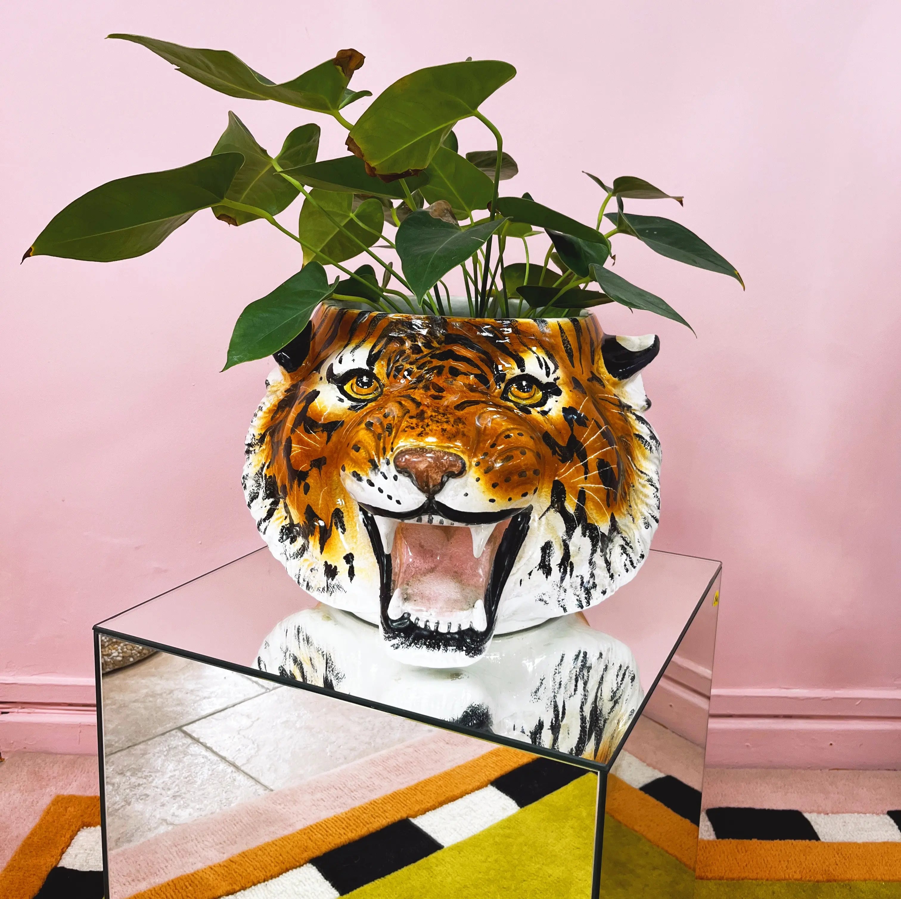 Cache-pot Tigre en Céramique Émaillée, Italie, années 80