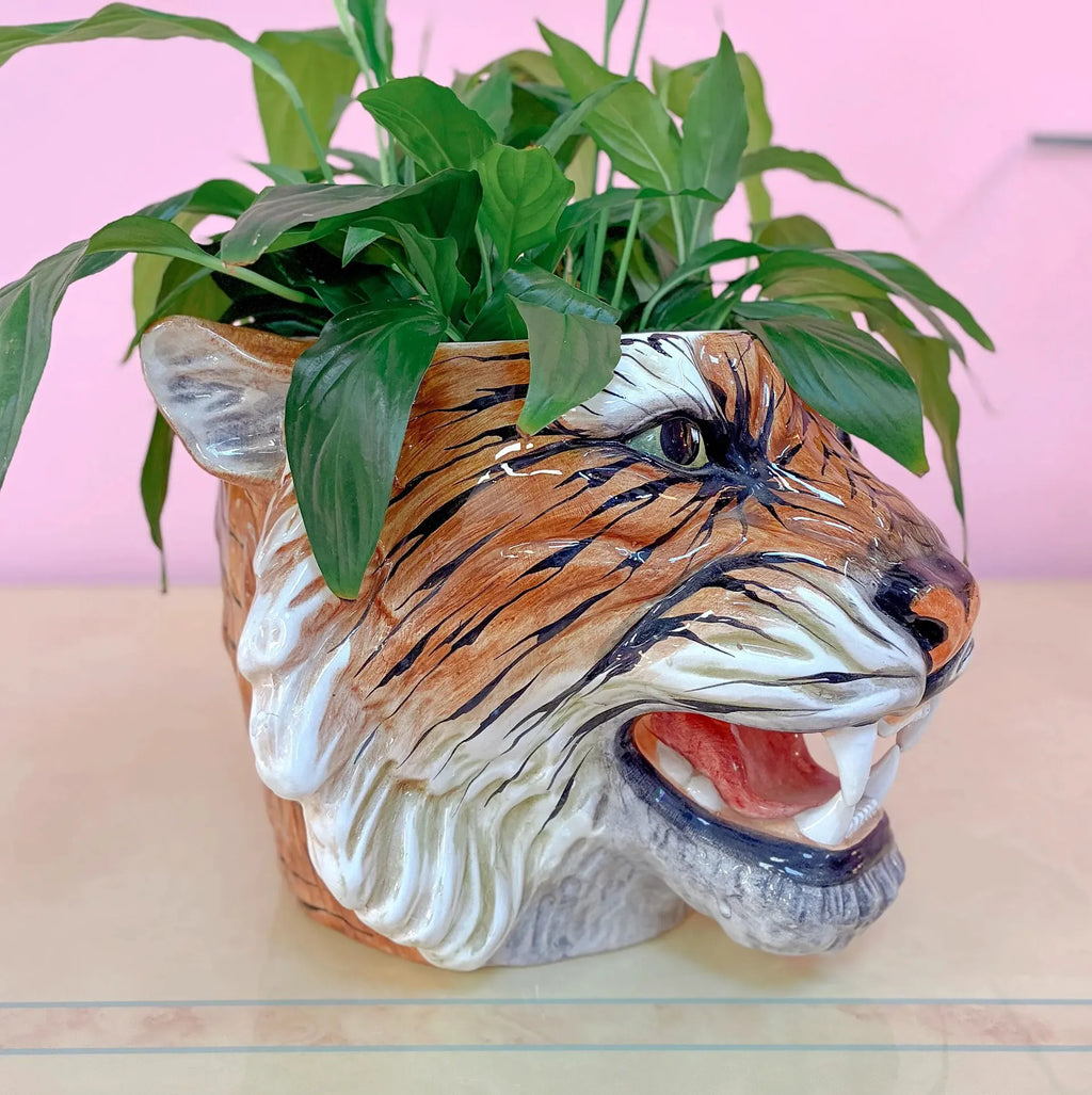 Cache-pot tigre vintage, céramique italienne signée Made in Italy, années 70-80 - Club Barbara
