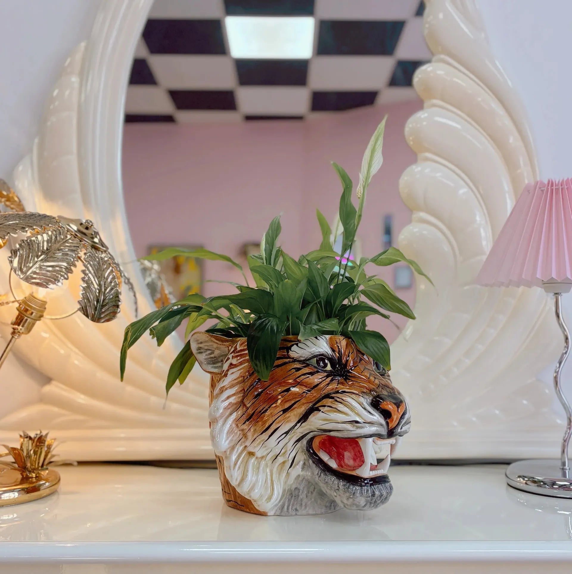Cache-pot tigre vintage, céramique italienne signée Made in Italy, années 70-80 - Club Barbara
