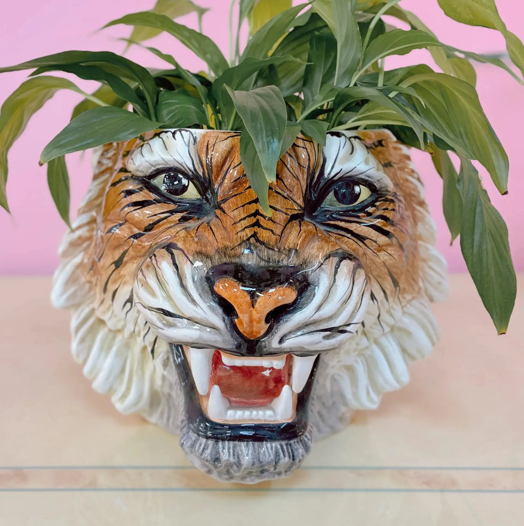 Cache-pot tigre vintage, céramique italienne signée Made in Italy, années 70-80 - Club Barbara