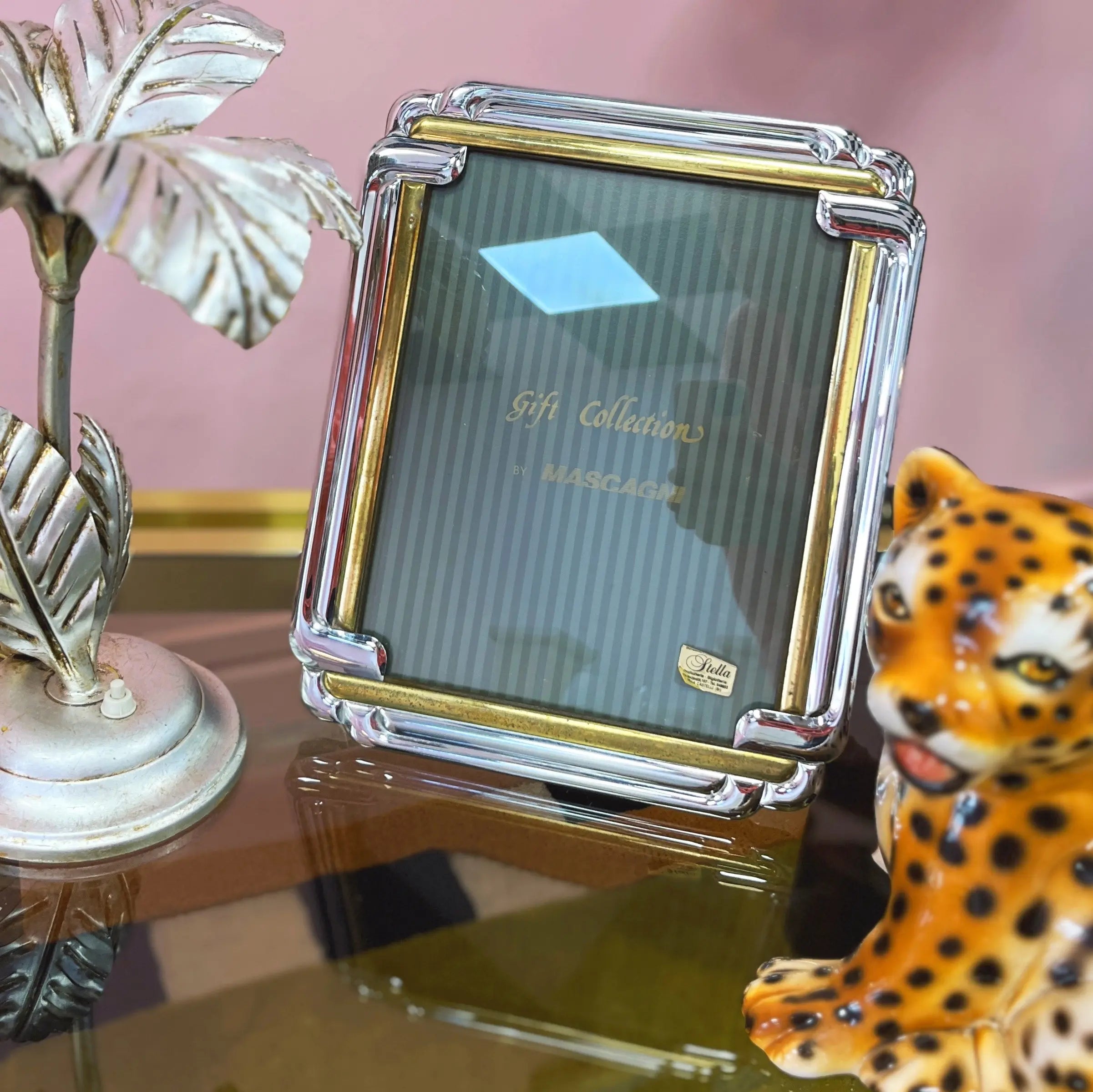 Cadre photo style Art Déco revival métal bicolore Club Barbara
