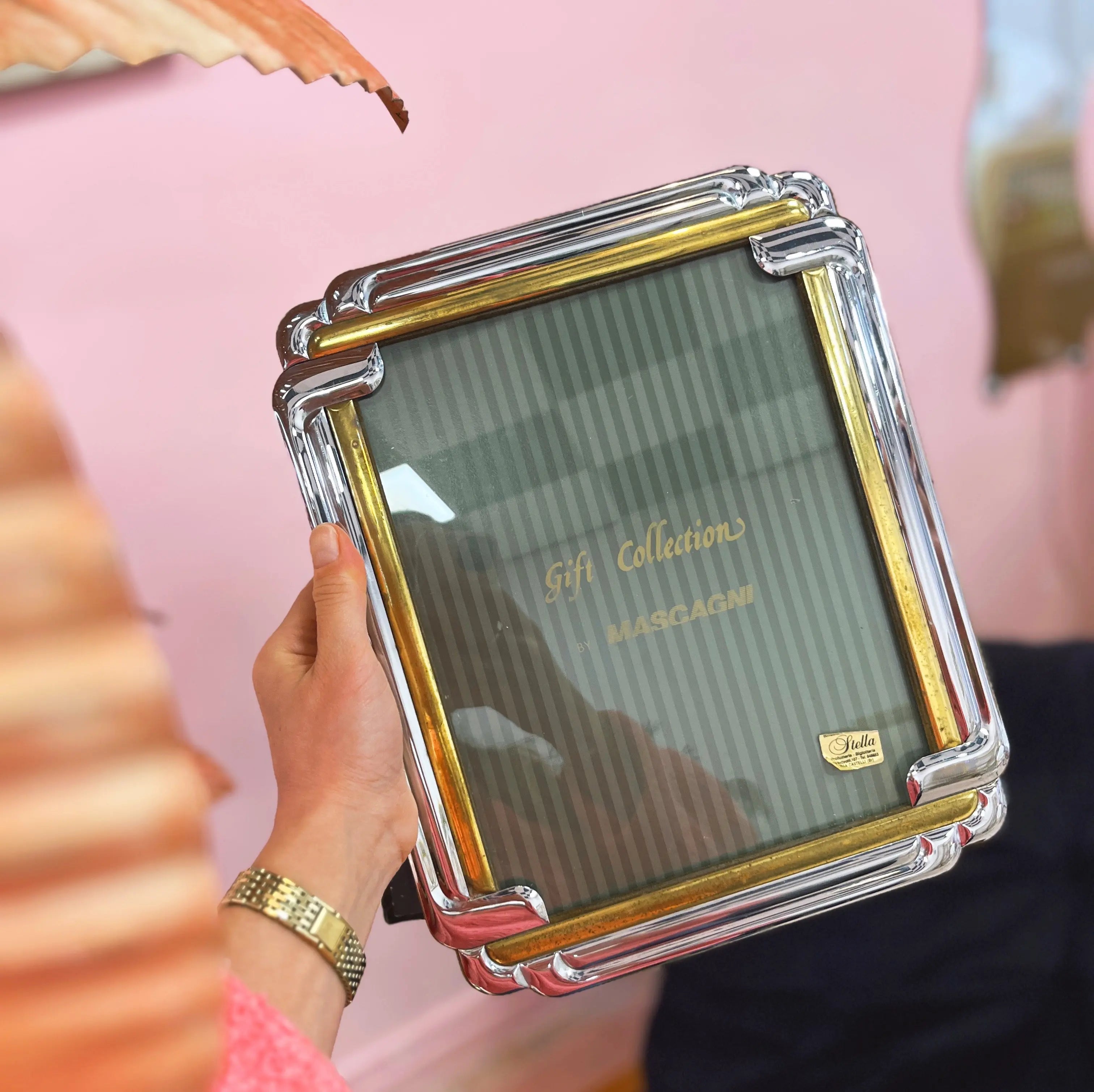 Cadre photo style Art Déco revival métal bicolore Club Barbara
