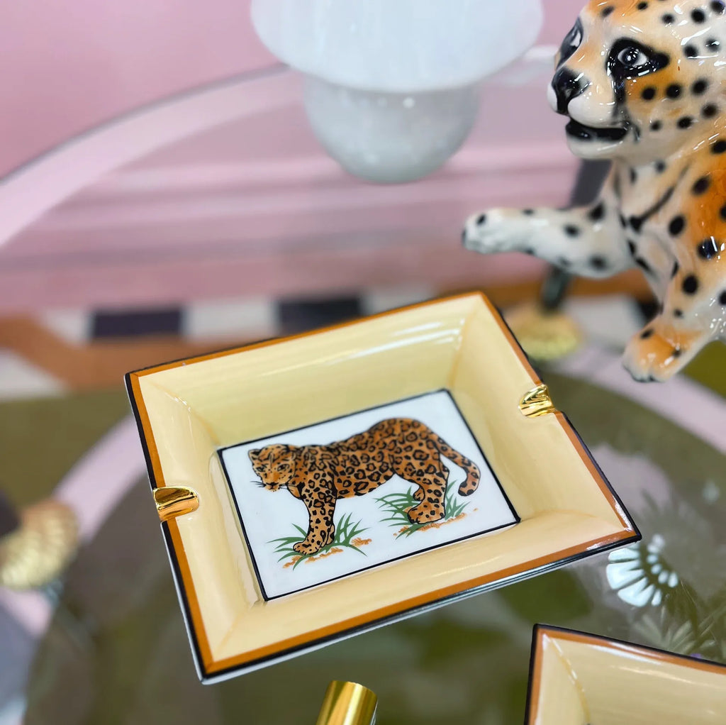 Cendrier panthère en porcelaine - Grand format - Années 80 - Club Barbara