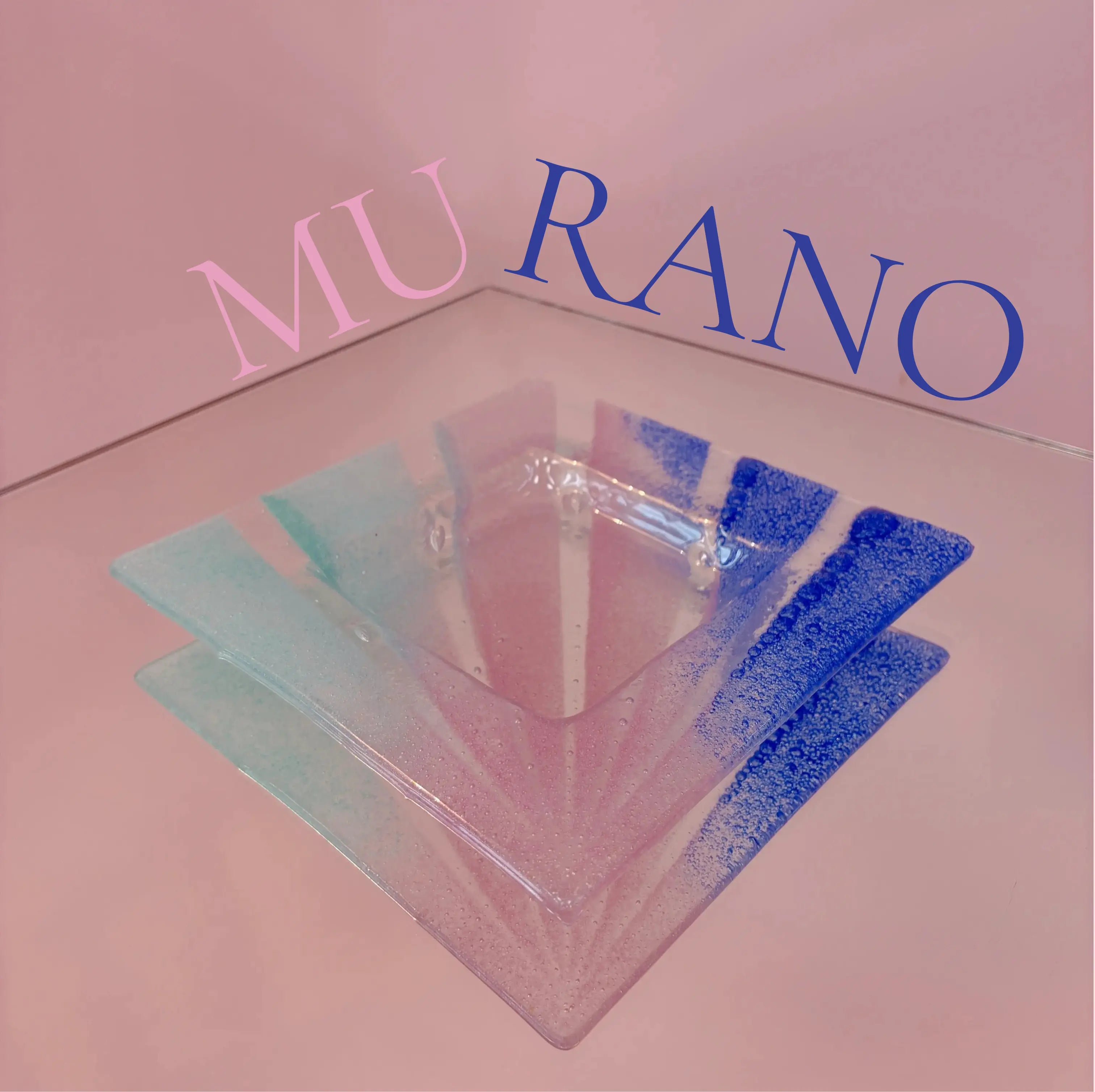 Vide-poche cendrier vintage en verre de Murano, dégradé pastel, années 70
