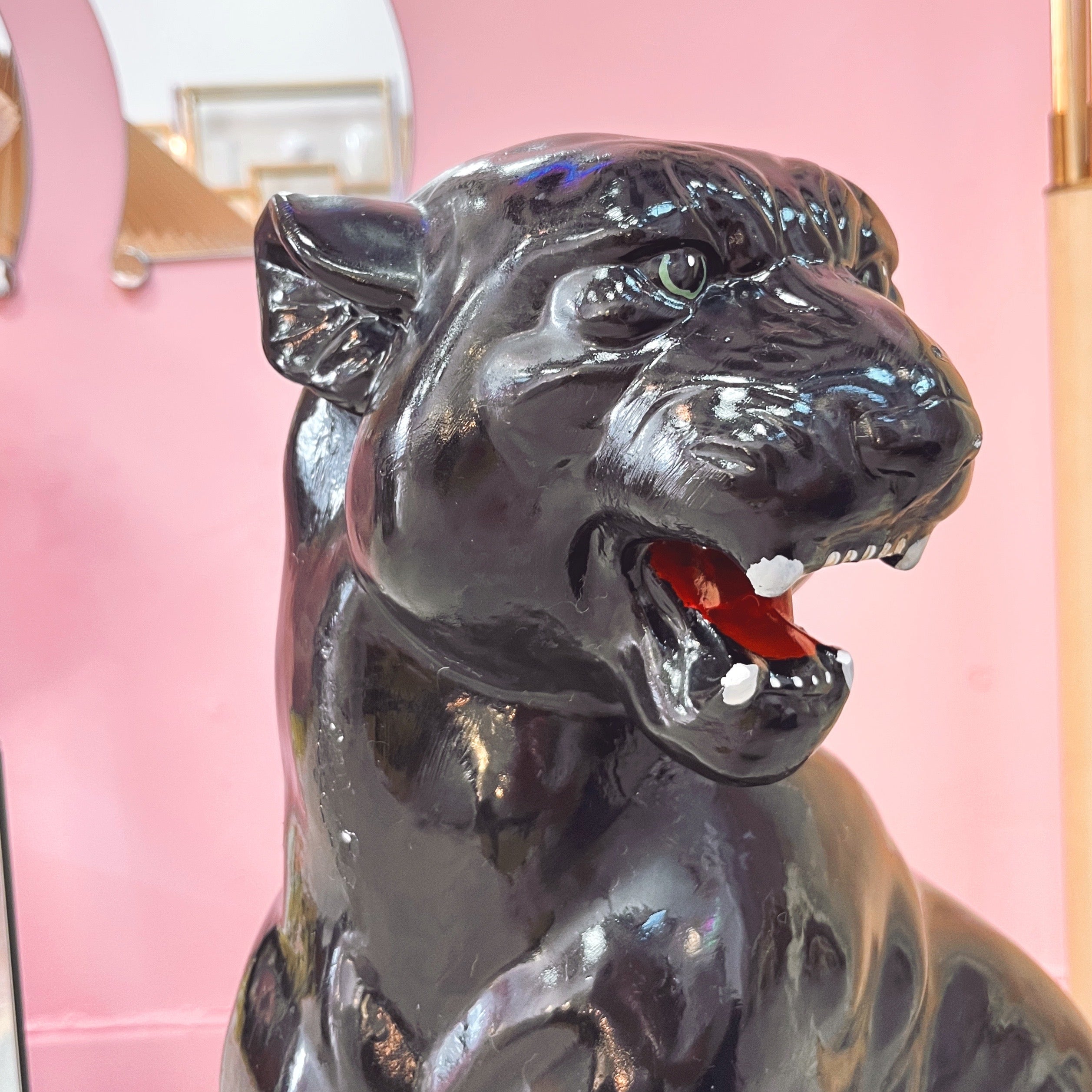 Panthère noire en céramique, années 80