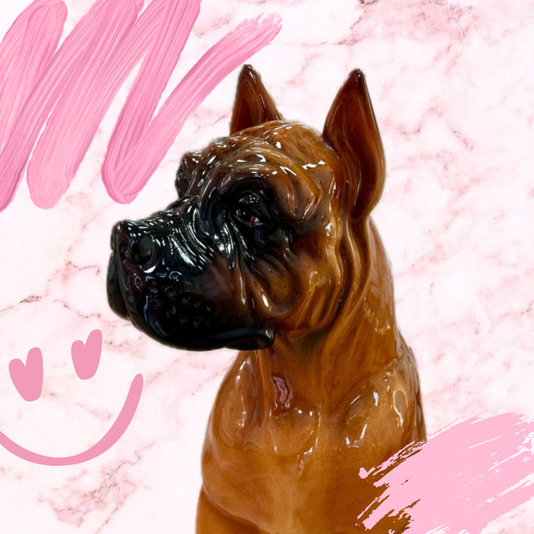 Chien Boxer en céramique vintage émaillée, pièce grand format années 70 – Club Barbara