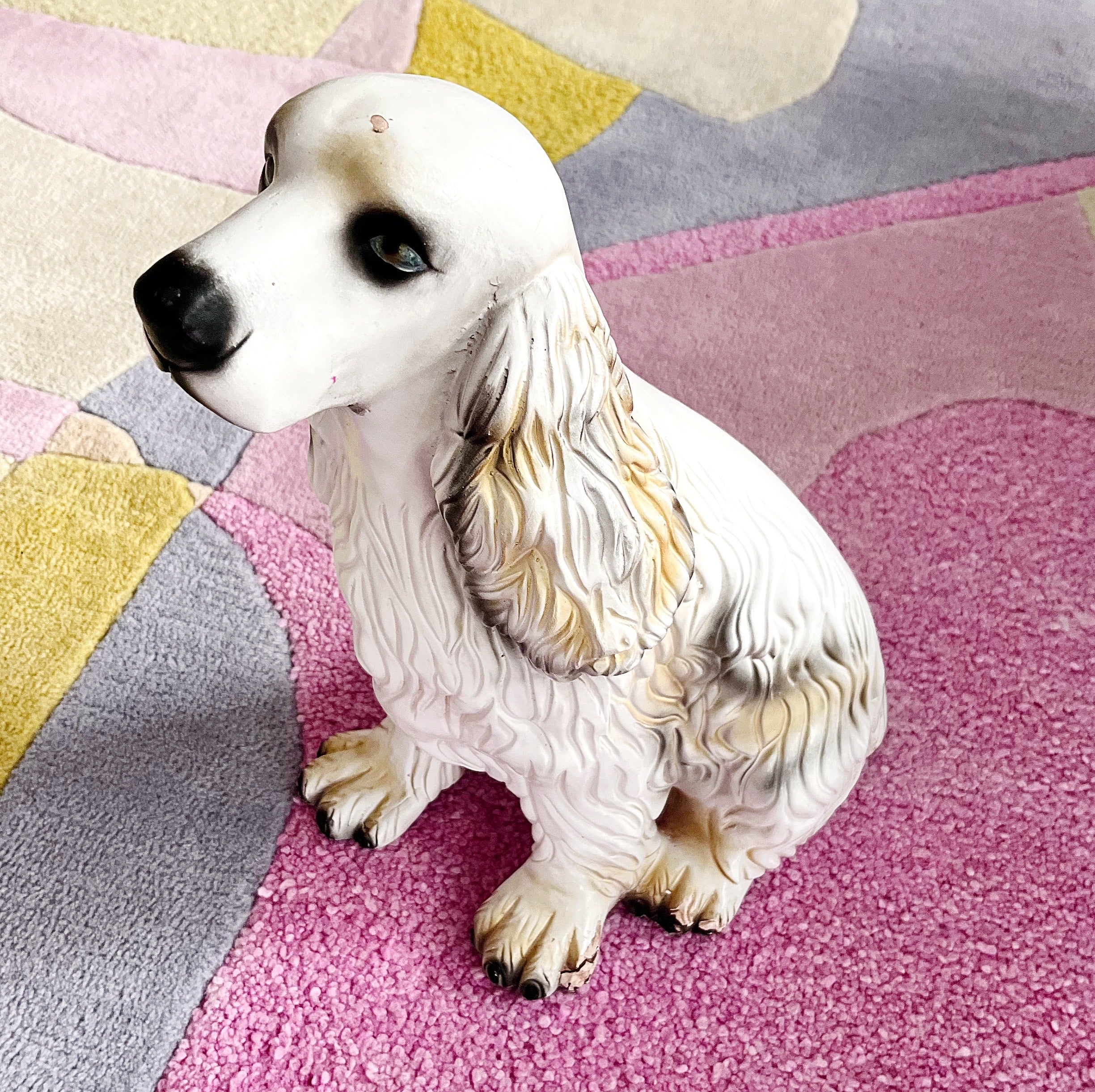 Statue cocker spaniel céramique vintage, années 70