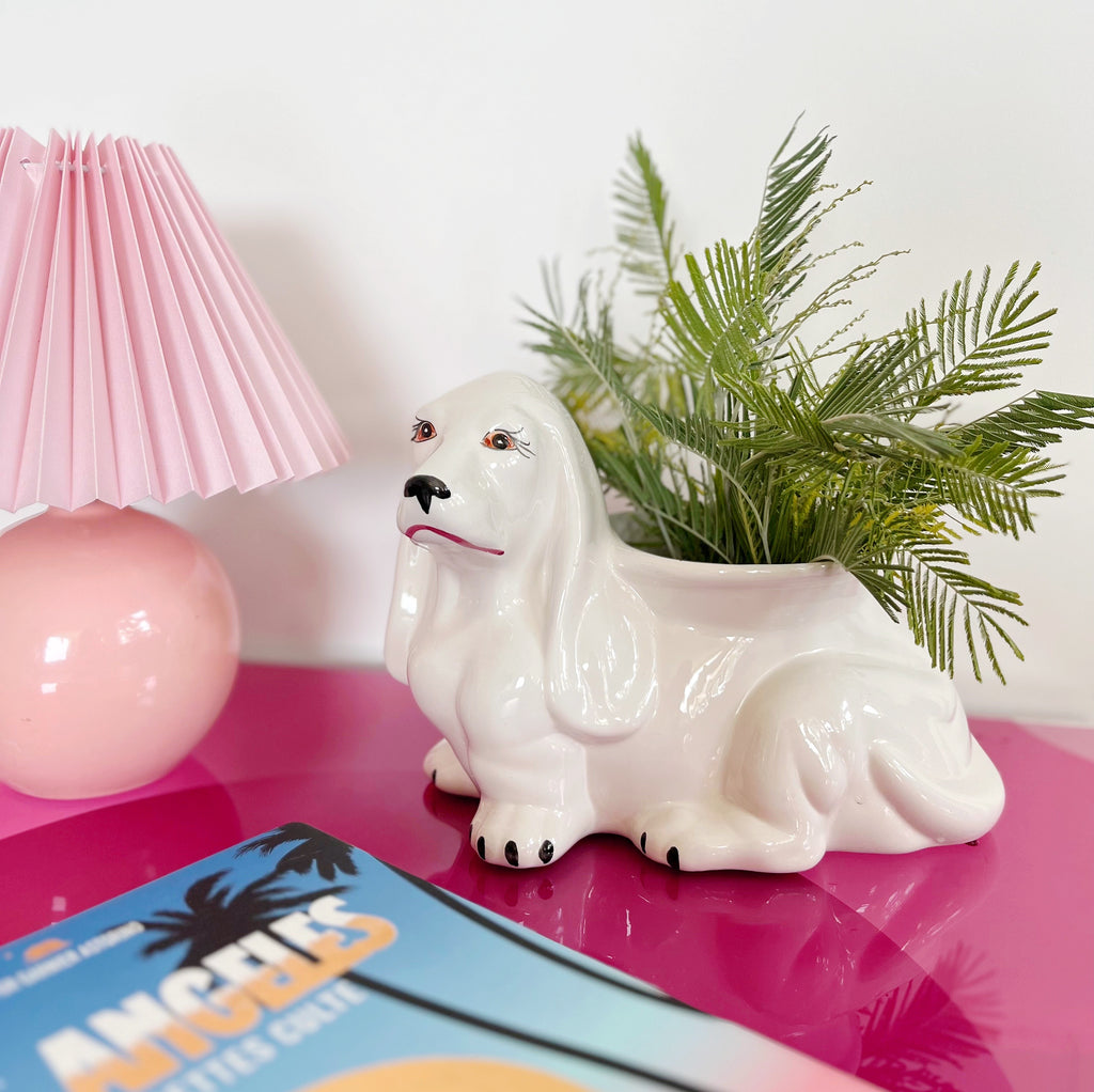 Vintage basset hound planter